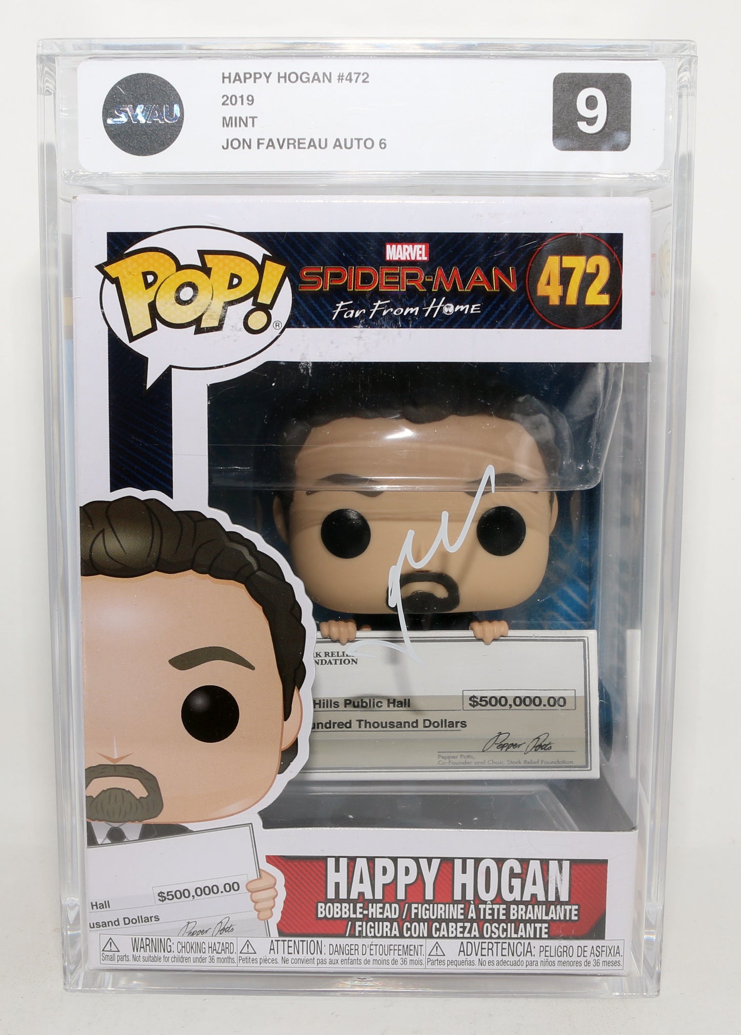 
                  
                    Jon Favreau as Happy Hogan in Spider-Man: Far From Home (SWAU Encapsulated Grade 9 / Auto 6) Signed Funko POP! #472
                  
                