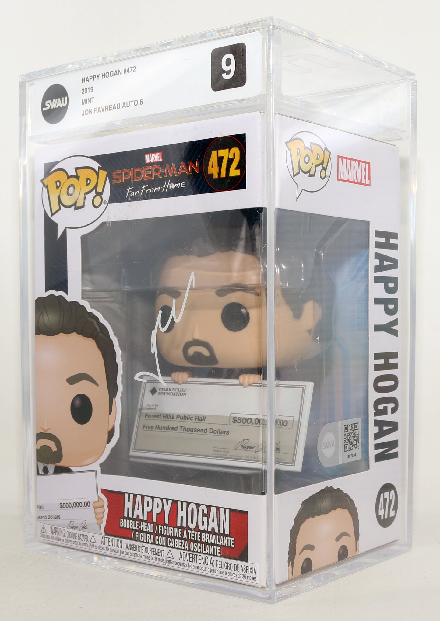 
                  
                    Jon Favreau as Happy Hogan in Spider-Man: Far From Home (SWAU Encapsulated Grade 9 / Auto 6) Signed Funko POP! #472
                  
                