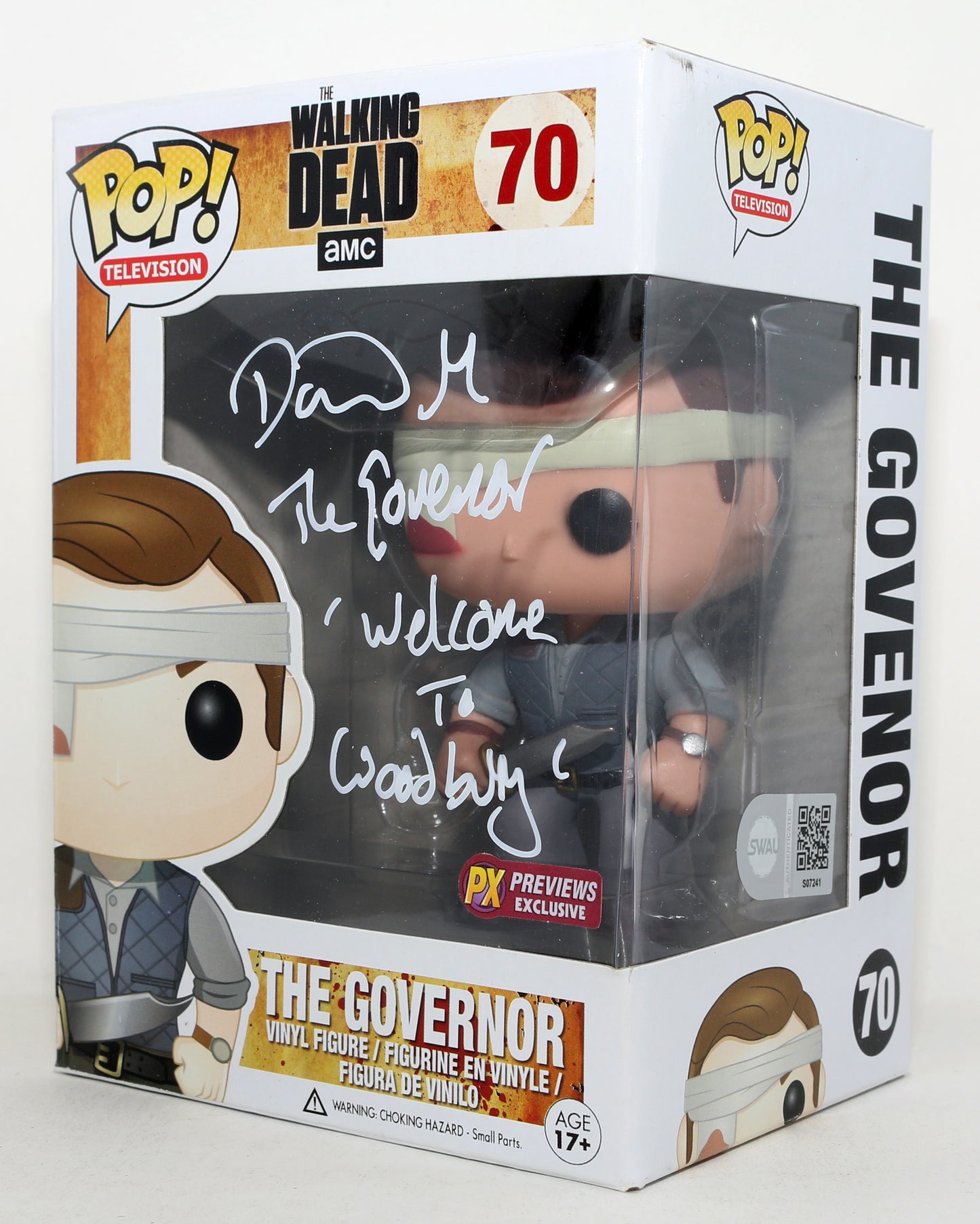 
                  
                    David Morrissey as The Governor in The Walking Dead PX Previews Exclusive (SWAU) Signed Funko POP! #70 with Character Name & Quote
                  
                