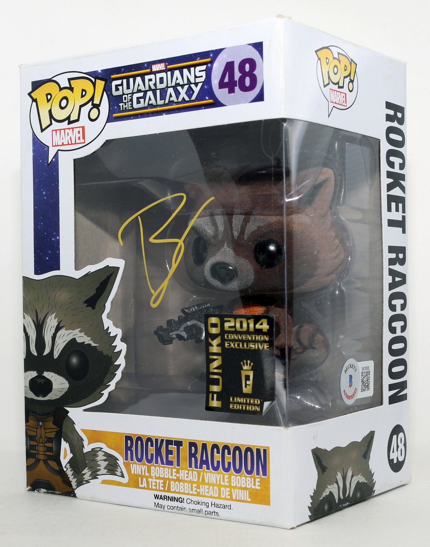 
                  
                    Sean Gunn as Rocket Raccoon in Guardians of the Galaxy 2014 Funko Convention Exclusive (Beckett) Signed Funko POP! #48
                  
                