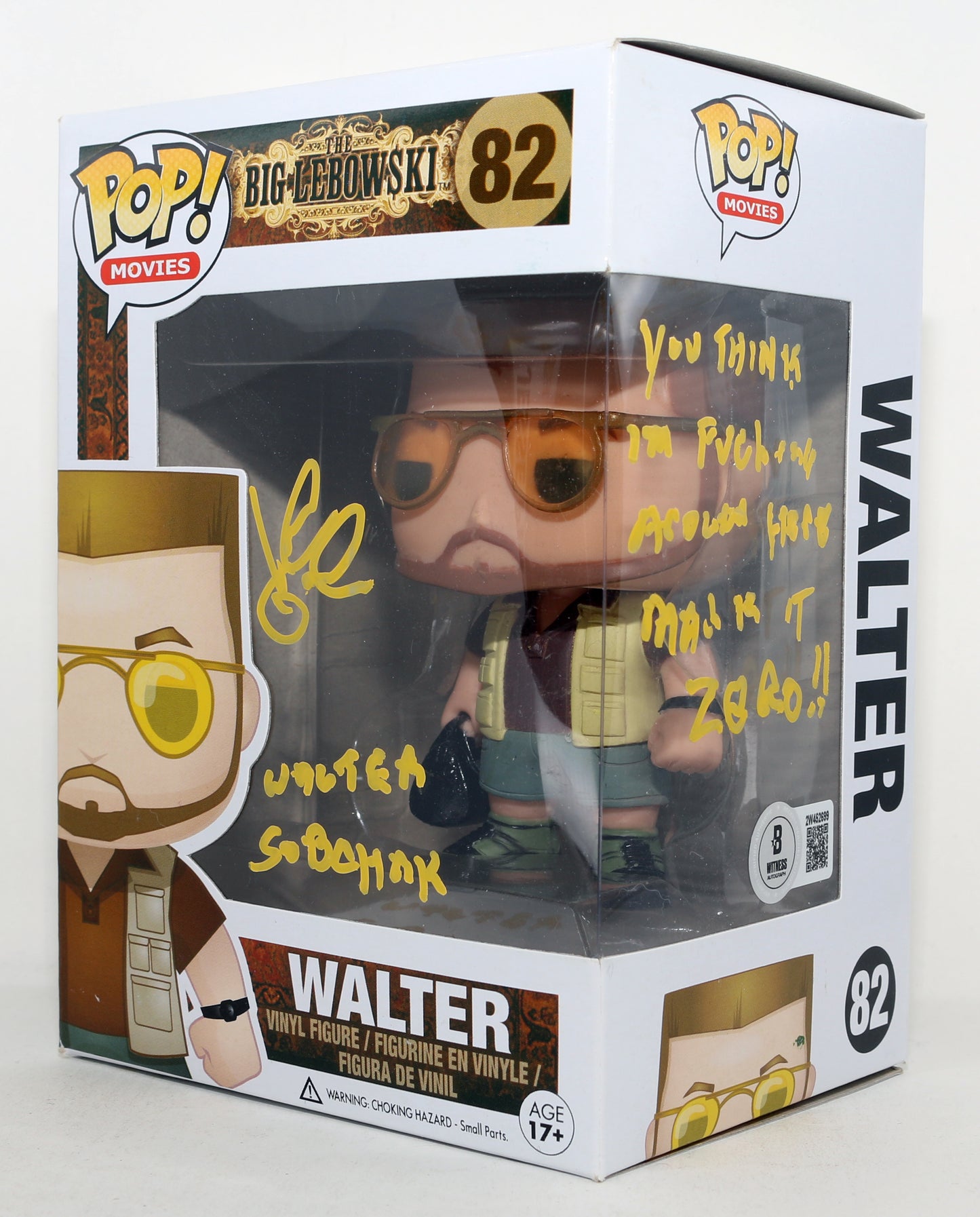 
                  
                    John Goodman as Walter Sobchack in The Big Lebowski Signed Funko POP! #82 with Character Name & Quote
                  
                