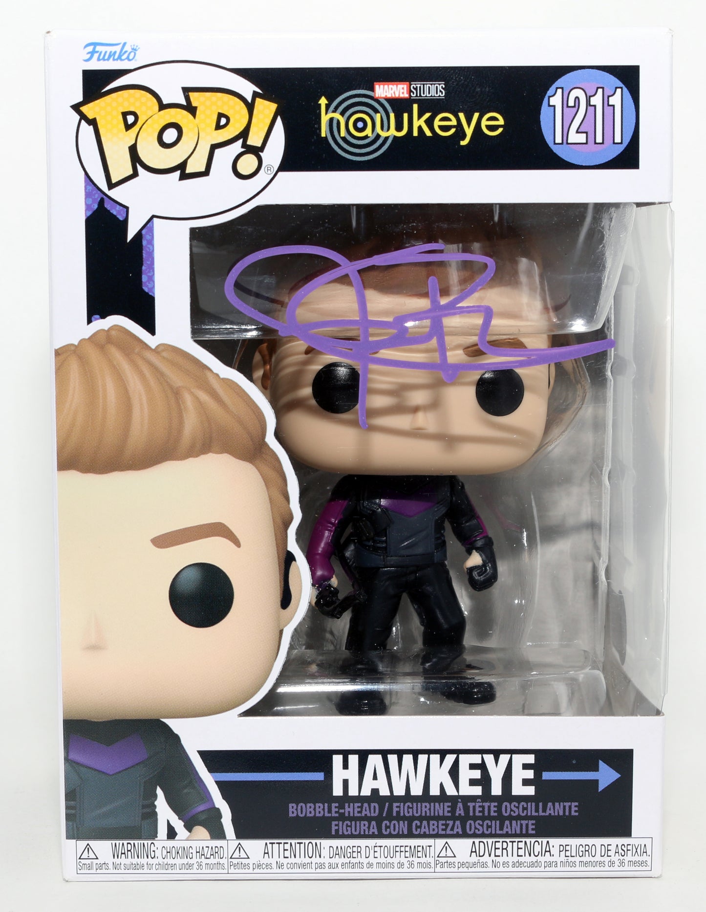 
                  
                    Jeremy Renner as Hawkeye in Hawkeye (Beckett) Signed Funko POP! #1211
                  
                
