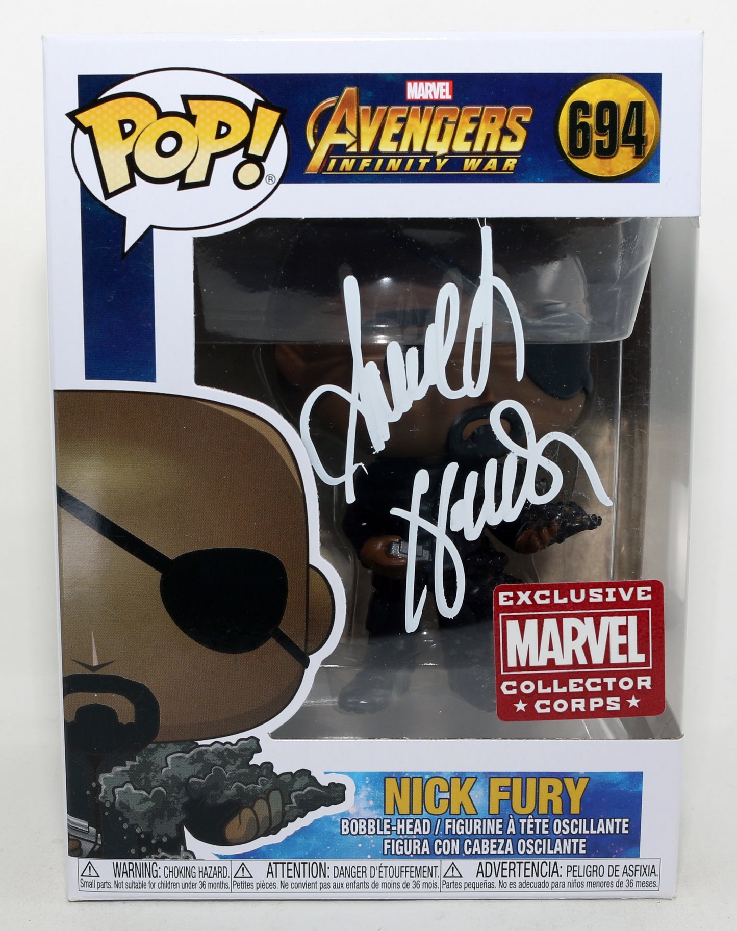 
                  
                    Samuel L. Jackson as Nick Fury in Avengers: Infinity War Marvel Collector Corps Exclusive (Beckett) Signed Funko POP! #694
                  
                