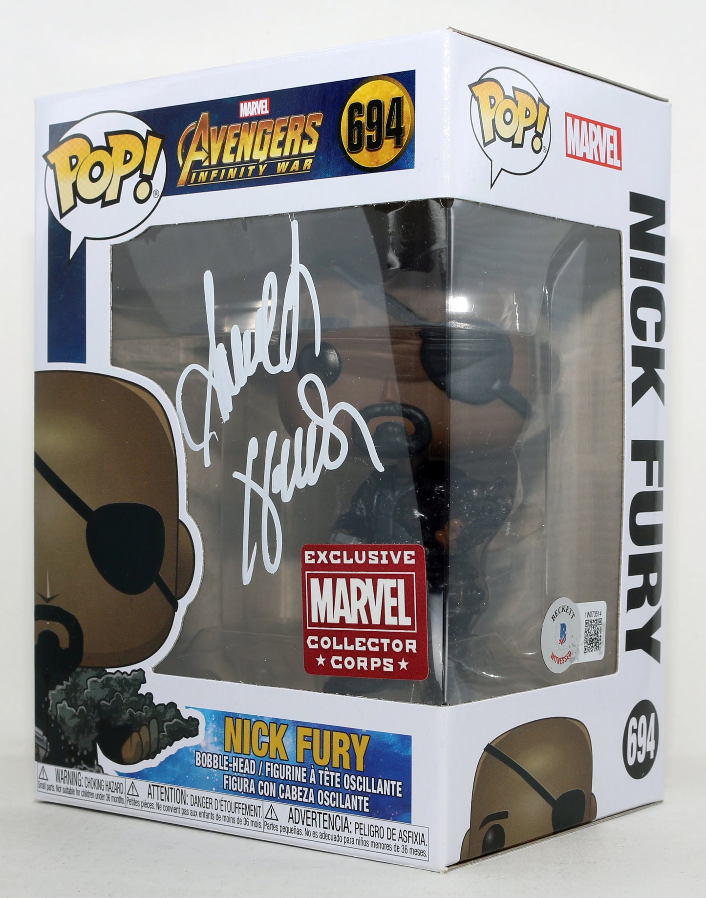 
                  
                    Samuel L. Jackson as Nick Fury in Avengers: Infinity War Marvel Collector Corps Exclusive (Beckett) Signed Funko POP! #694
                  
                