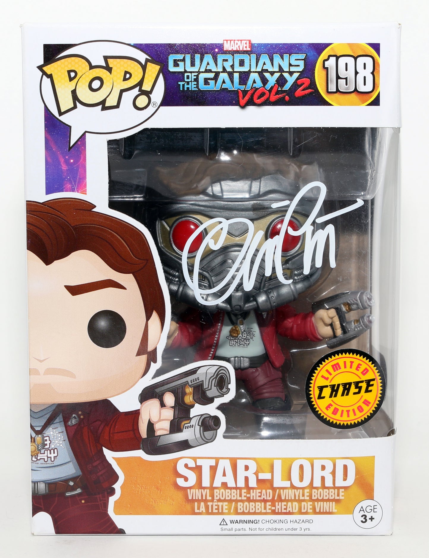 
                  
                    Chris Pratt as Peter Quill / Star-Lord in Guardians of the Galaxy Vol. 2 Chase Edition (SWAU) Signed Funko POP! #198
                  
                