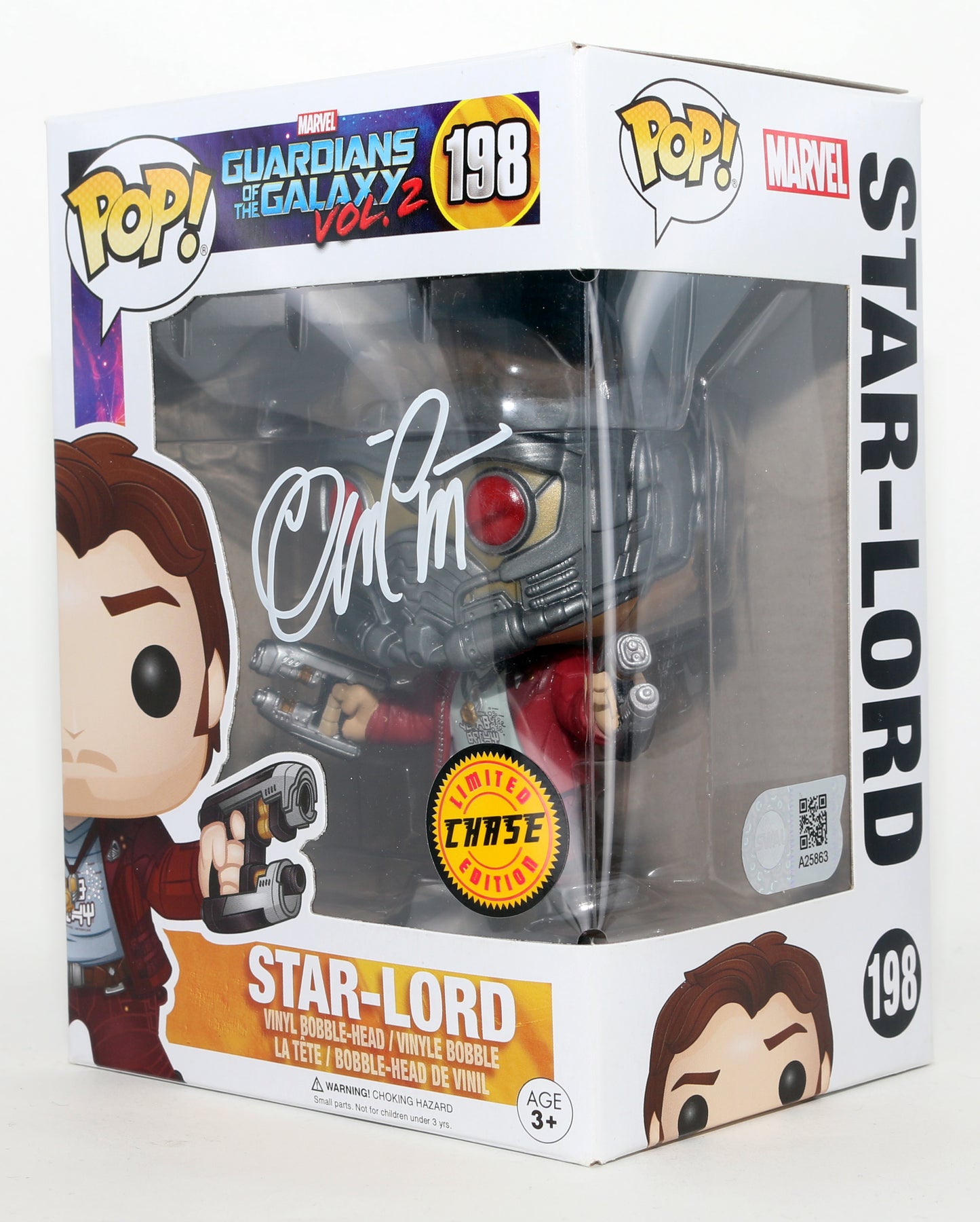 
                  
                    Chris Pratt as Peter Quill / Star-Lord in Guardians of the Galaxy Vol. 2 Chase Edition (SWAU) Signed Funko POP! #198
                  
                