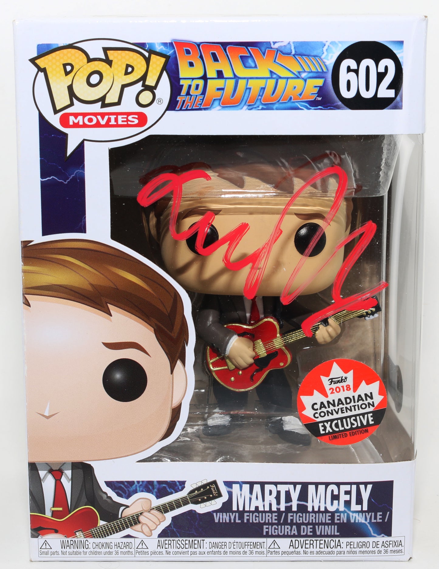 
                  
                    Michael J. Fox as Marty McFly in Back to the Future 2018 Canadian Convention Exclusive (Beckett) Signed Funko POP! #602
                  
                
