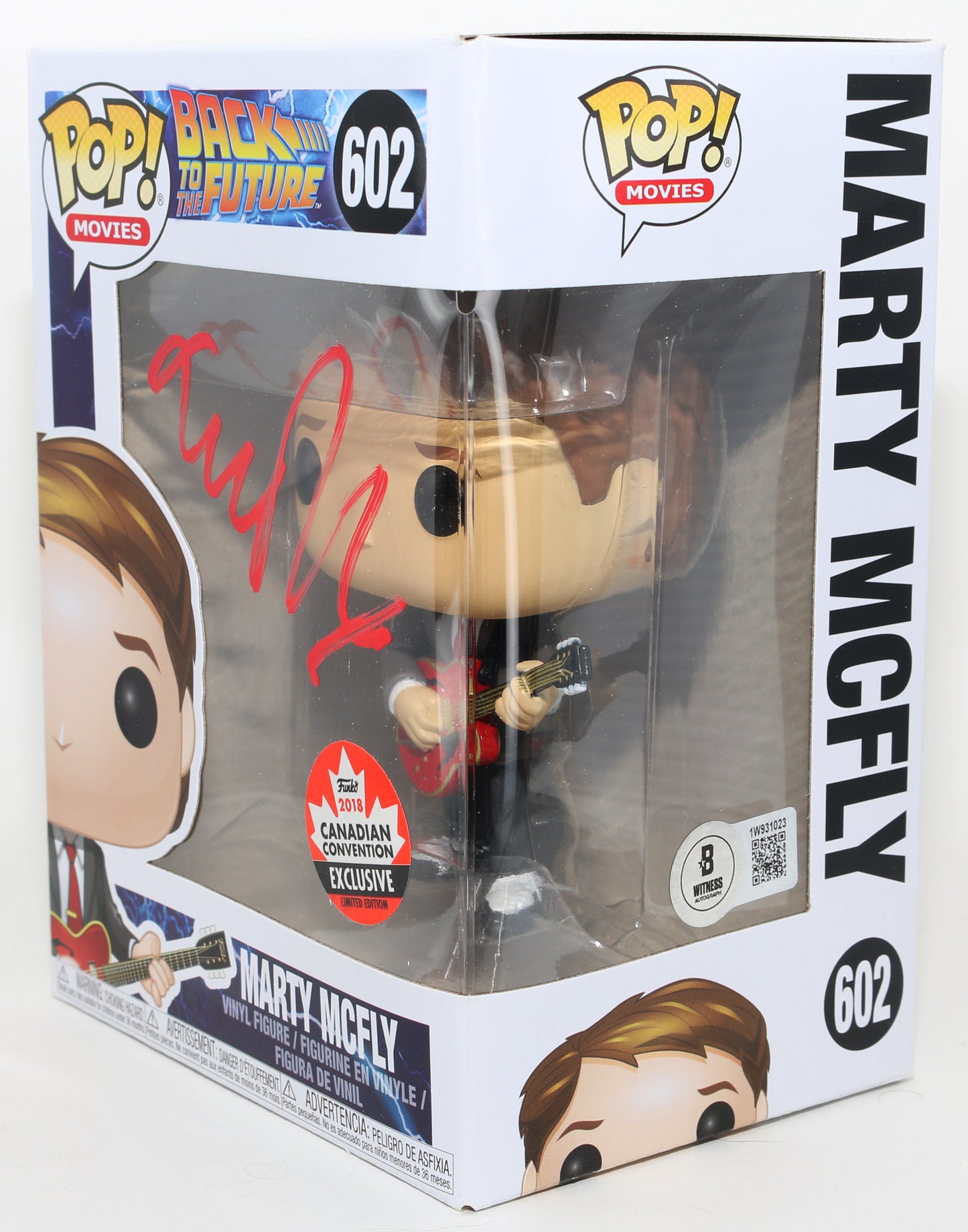 
                  
                    Michael J. Fox as Marty McFly in Back to the Future 2018 Canadian Convention Exclusive (Beckett) Signed Funko POP! #602
                  
                