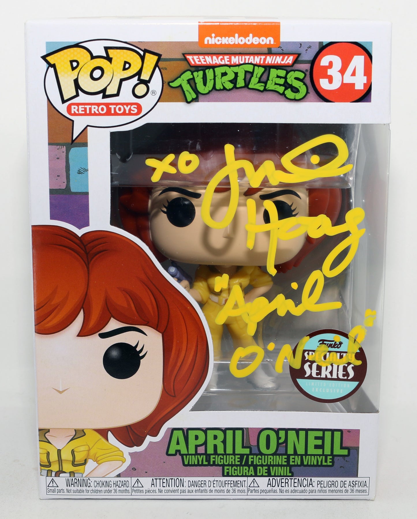 
                  
                    Judith Hoag as April O'Neil in Teenage Mutant Ninja Turtles (JSA) Signed Funko POP! #34 with Character Name
                  
                