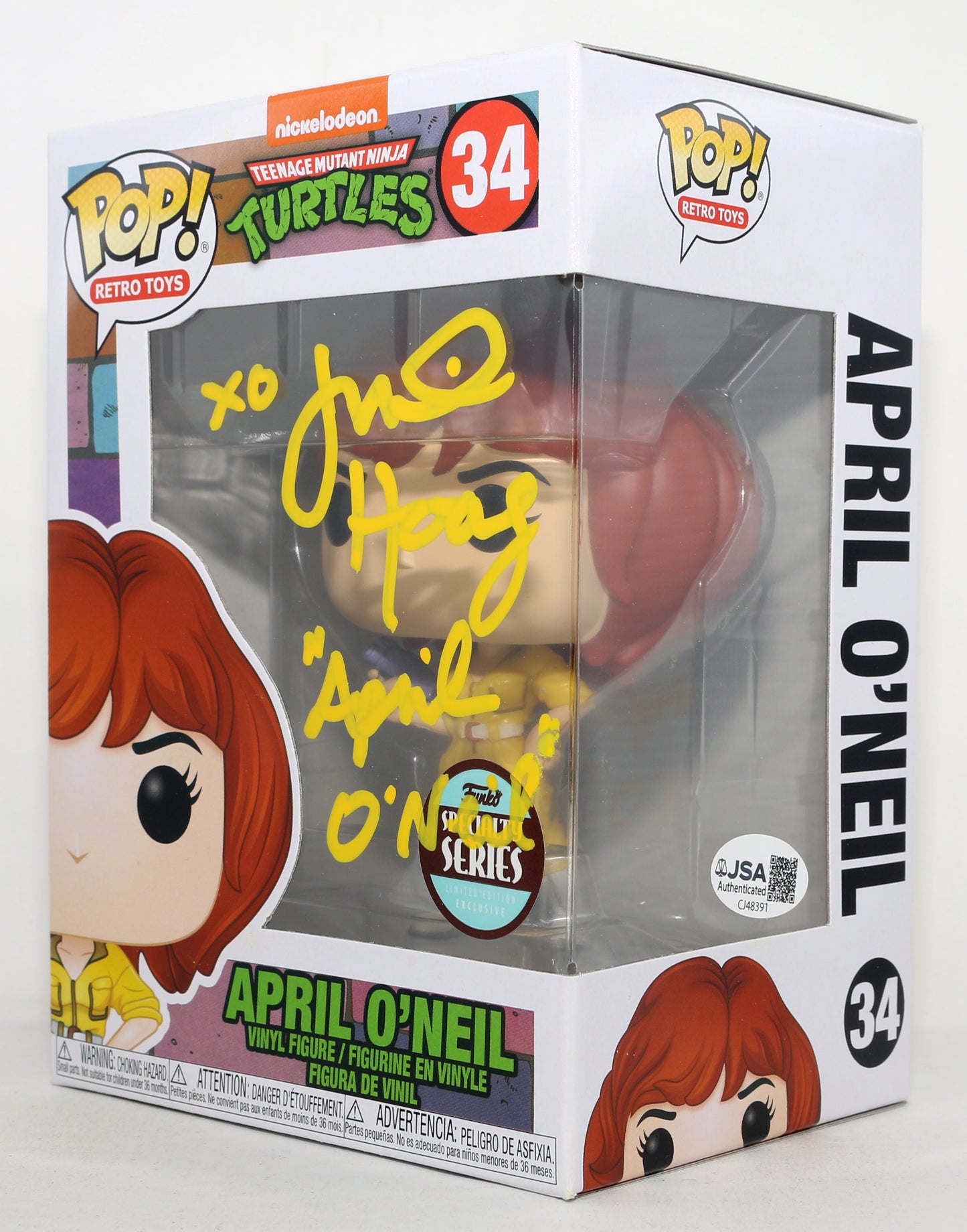 
                  
                    Judith Hoag as April O'Neil in Teenage Mutant Ninja Turtles (JSA) Signed Funko POP! #34 with Character Name
                  
                