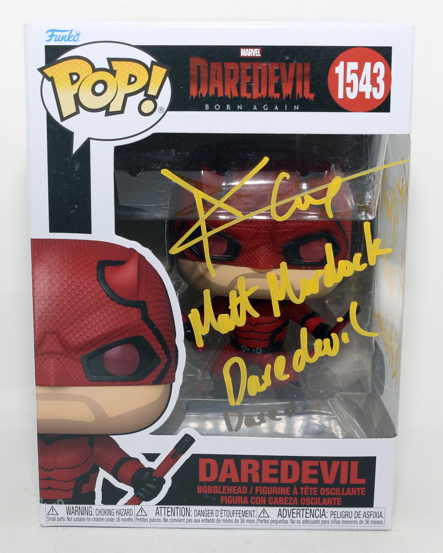 
                  
                    Charlie Cox as Daredevil in Daredevil: Born Again (SWAU) Signed Funko POP! #1543 with Character Name & Quote
                  
                