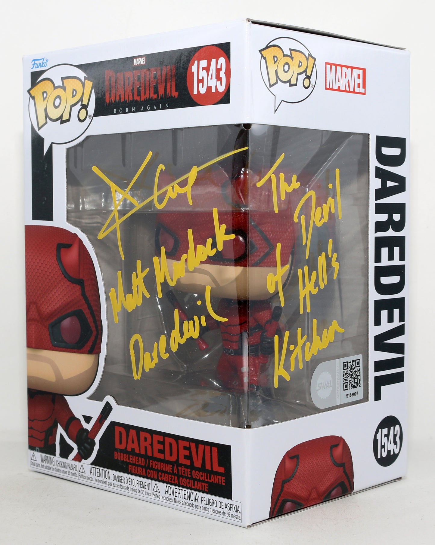 
                  
                    Charlie Cox as Daredevil in Daredevil: Born Again (SWAU) Signed Funko POP! #1543 with Character Name & Quote
                  
                