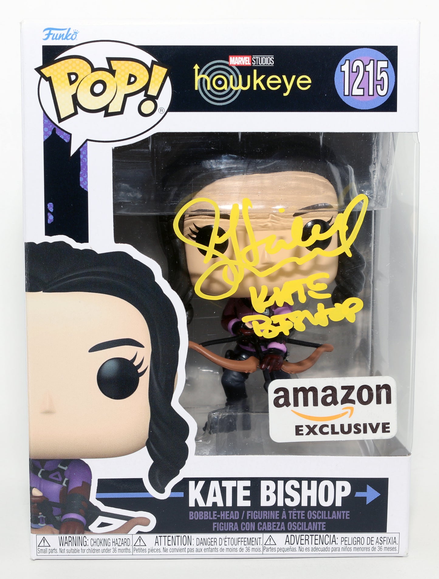 
                  
                    Hailee Steinfeld as Kate Bishop in Hawkeye Amazon Exclusive (JSA) Signed Funko POP! #1215 with Character Name
                  
                