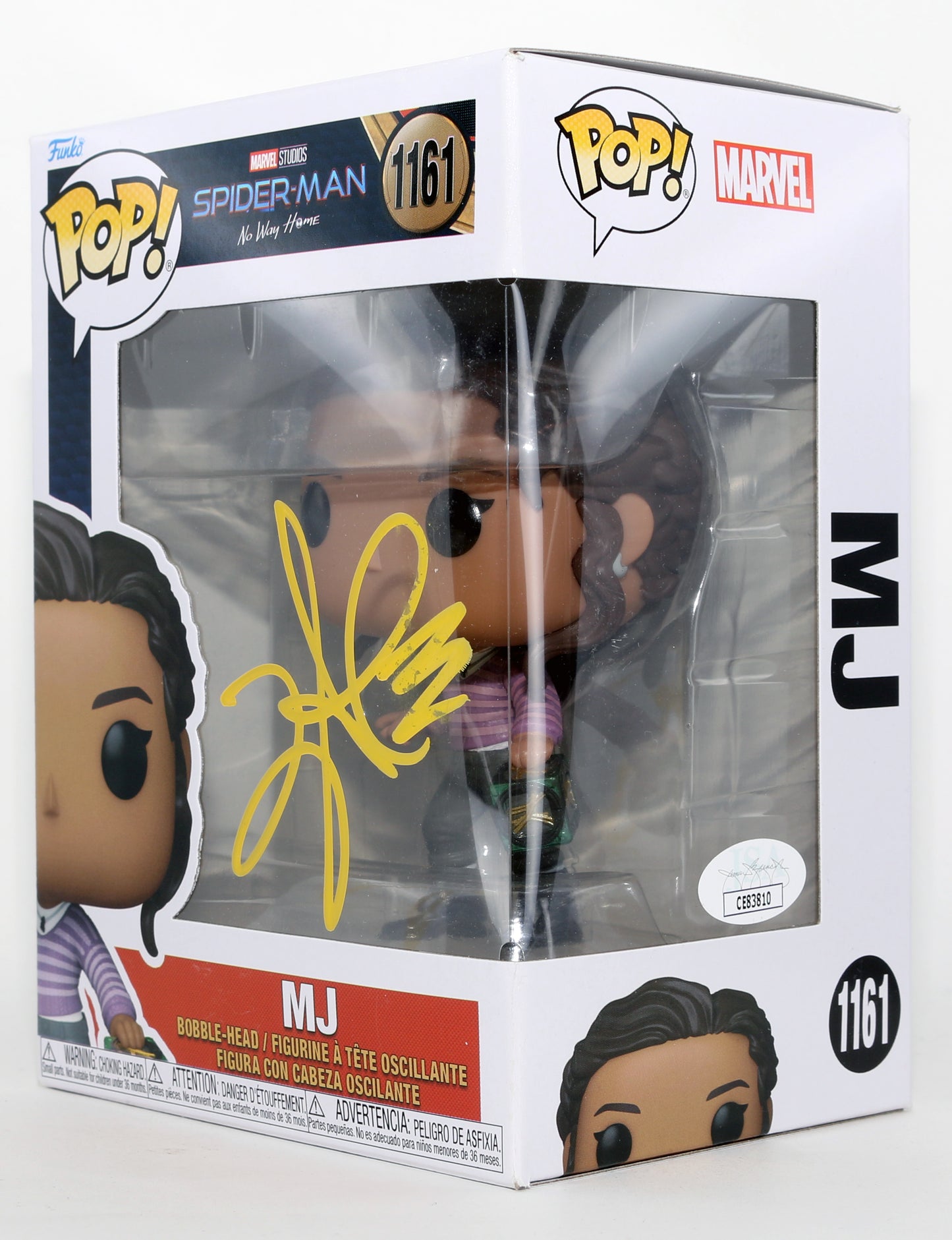 
                  
                    Zendaya as Michelle "MJ" Jones in Spider-Man: No Way Home (JSA) Signed Funko POP! #1161
                  
                