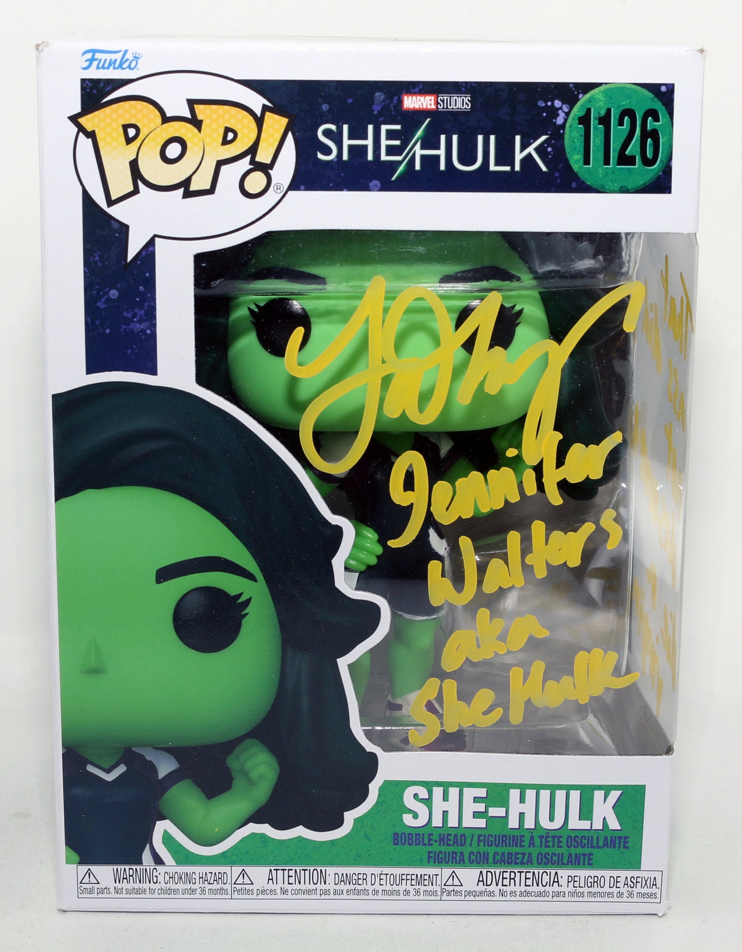 
                  
                    Tatiana Maslany as She-Hulk in She-Hulk (SWAU) Signed Funko POP! #1126 with Character Name & Quote
                  
                