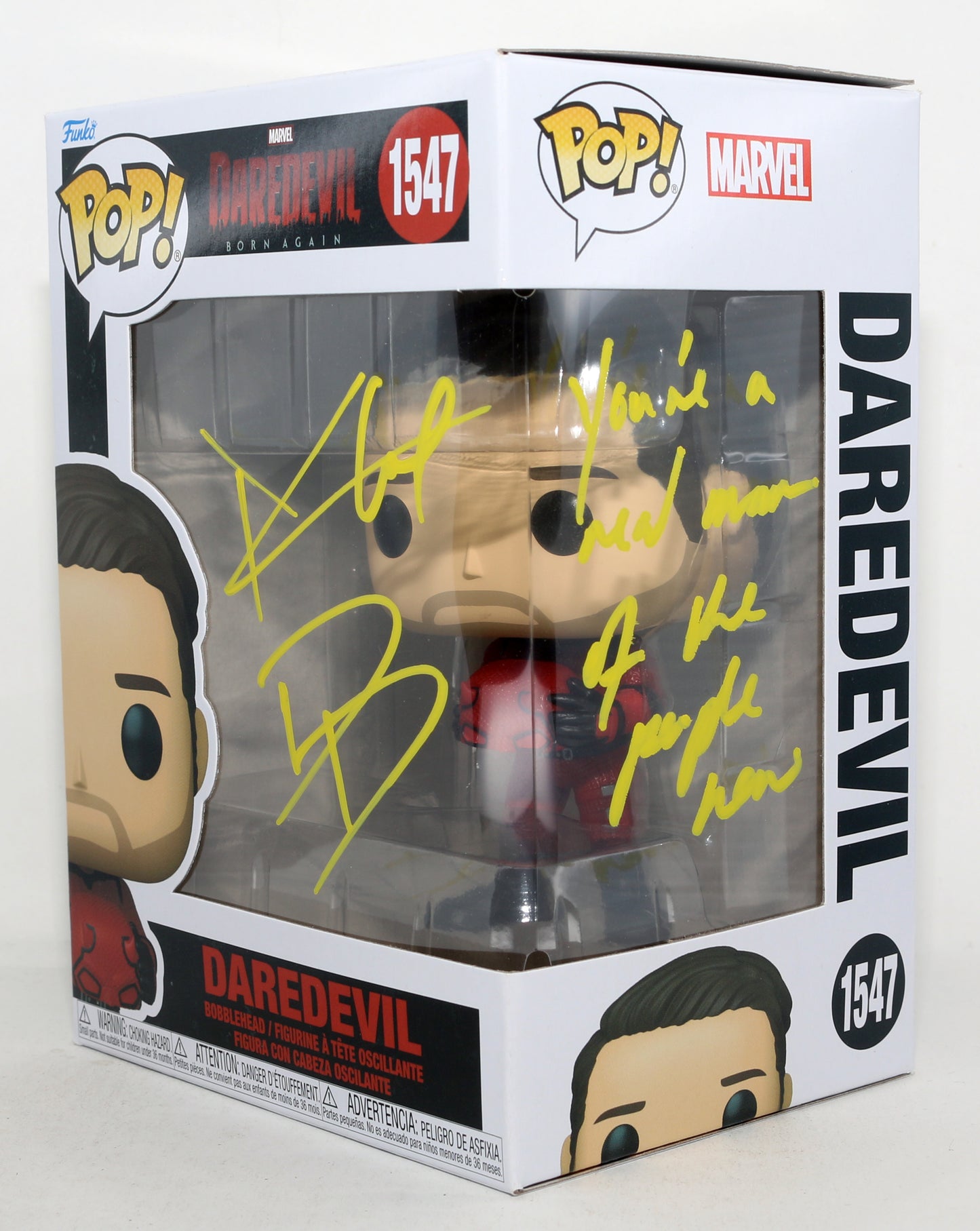 
                  
                    Charlie Cox as Daredevil in Daredevil: Born Again Signed Funko POP! #1547 with Character Name & Quote
                  
                