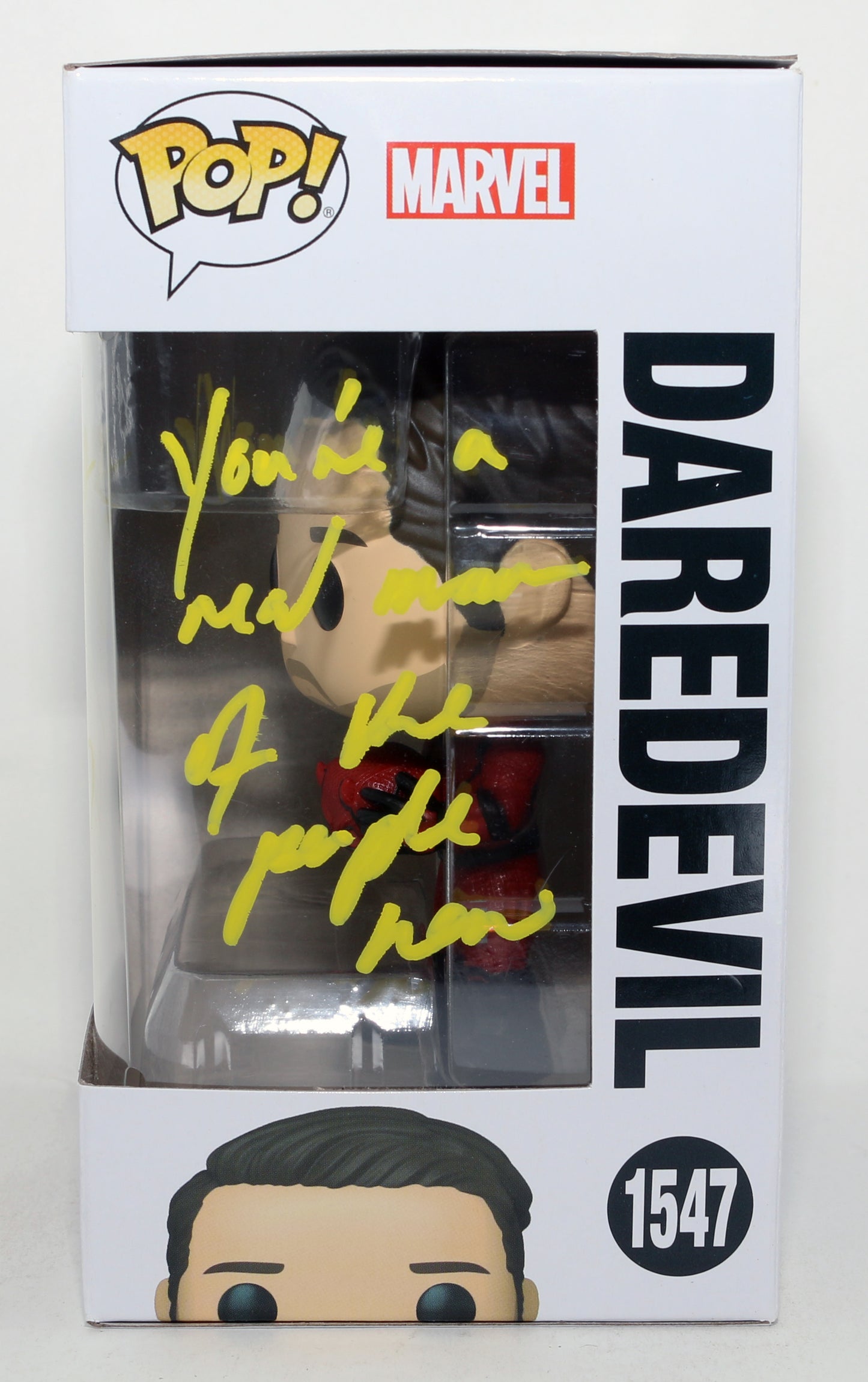 
                  
                    Charlie Cox as Daredevil in Daredevil: Born Again Signed Funko POP! #1547 with Character Name & Quote
                  
                