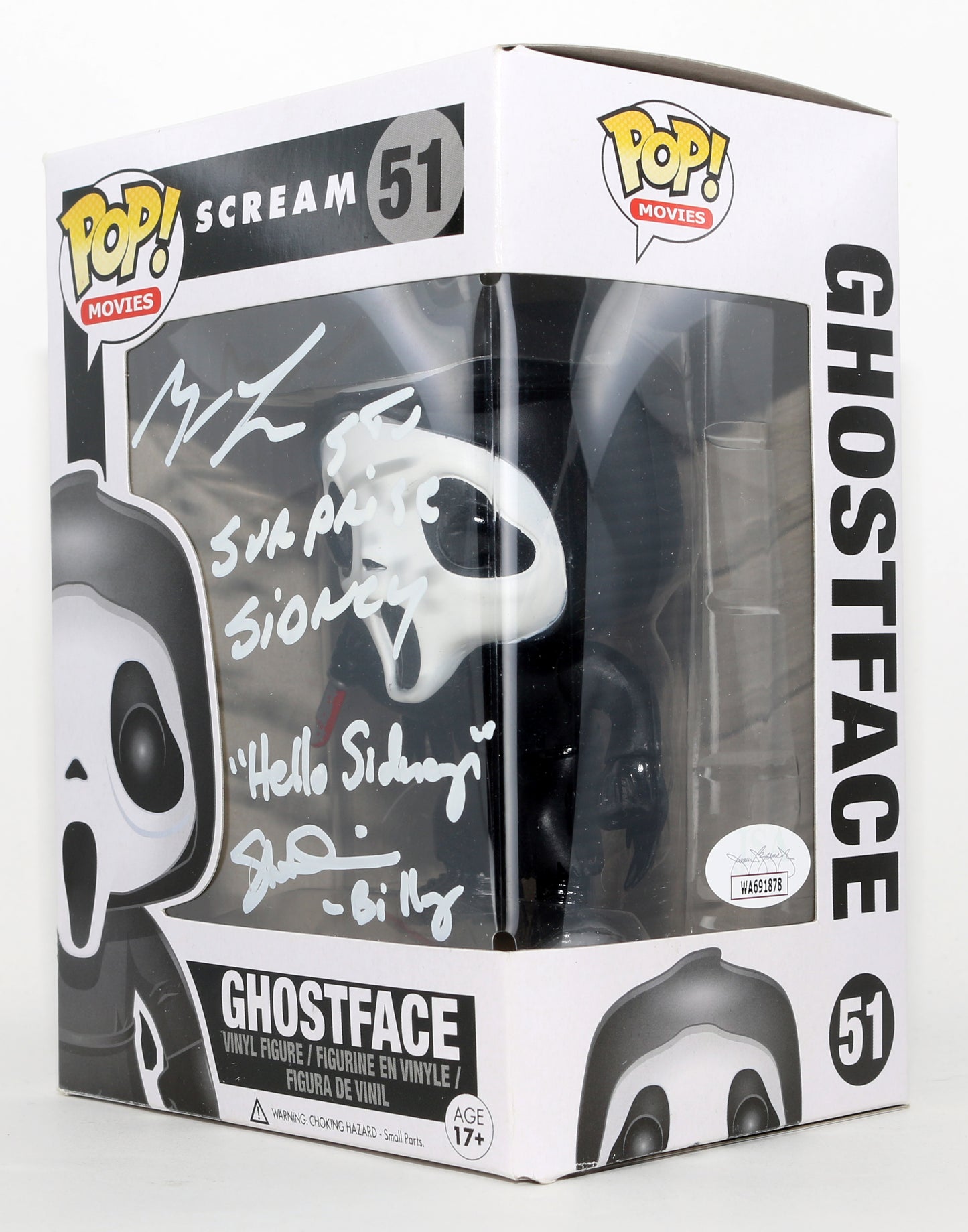 
                  
                    Matthew Lillard as Stu Macher & Skeet Ulrich as Billy Loomis in Scream (JSA) Signed Funko POP! #51 with Character Names & Quotes
                  
                