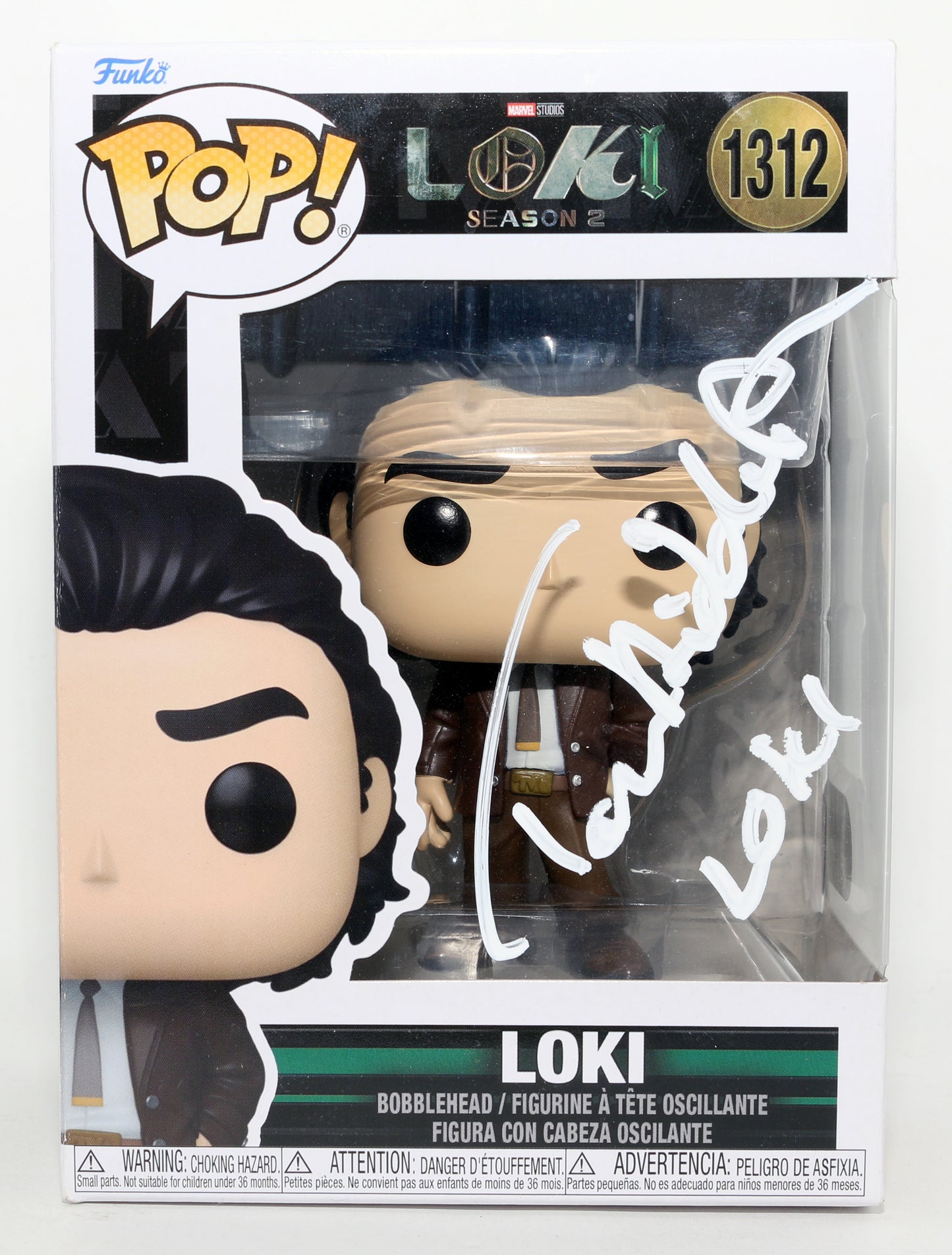 
                  
                    Tom Hiddleston as Loki in Loki Season 2 (SWAU) Signed Funko POP! #1312 with Character Name
                  
                
