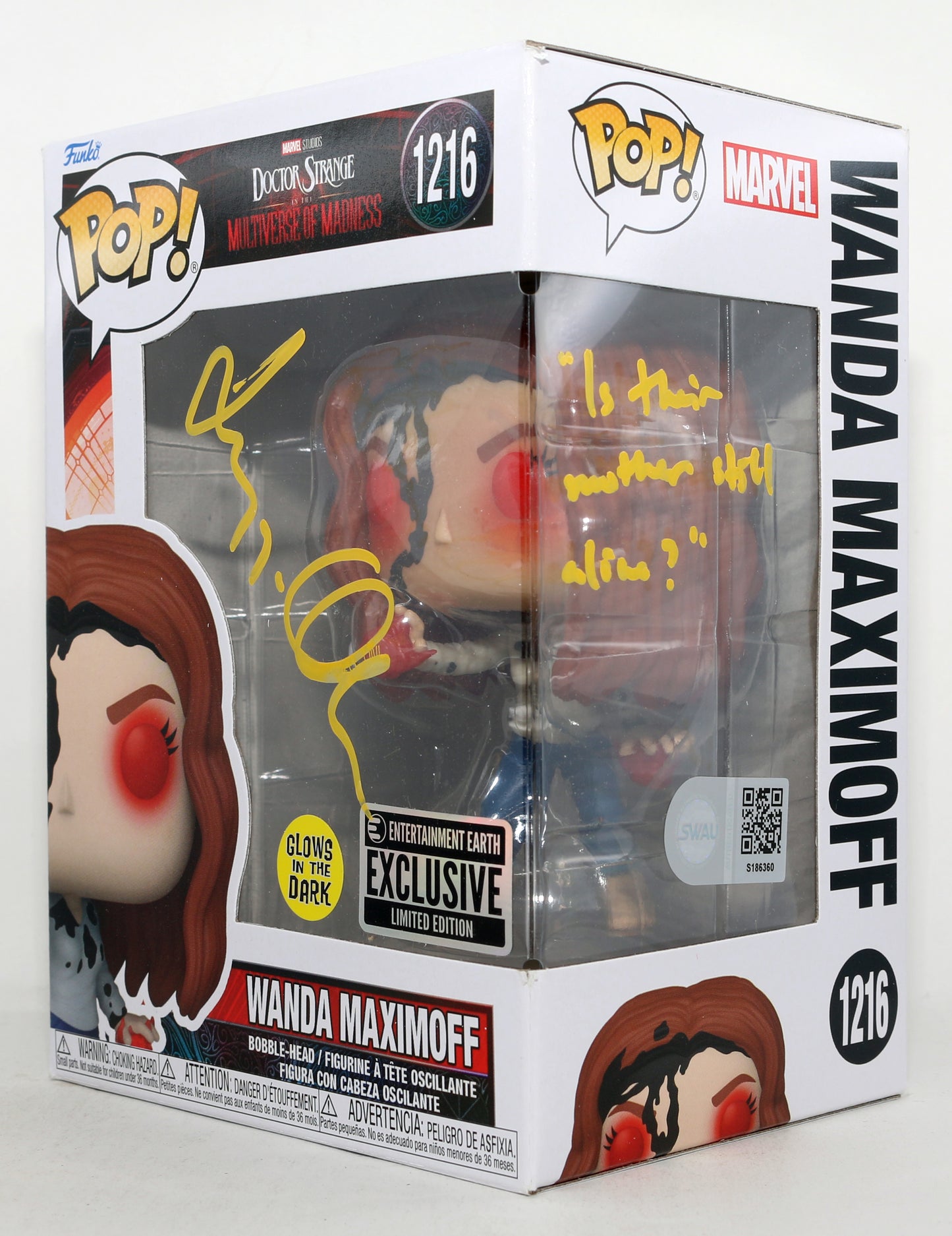 
                  
                    Elizabeth Olsen as Scarlet Witch in Doctor Strange in the Multiverse of Madness GITD Entertainment Earth Exclusive (SWAU) Signed Funko POP! #1216 with Quote
                  
                