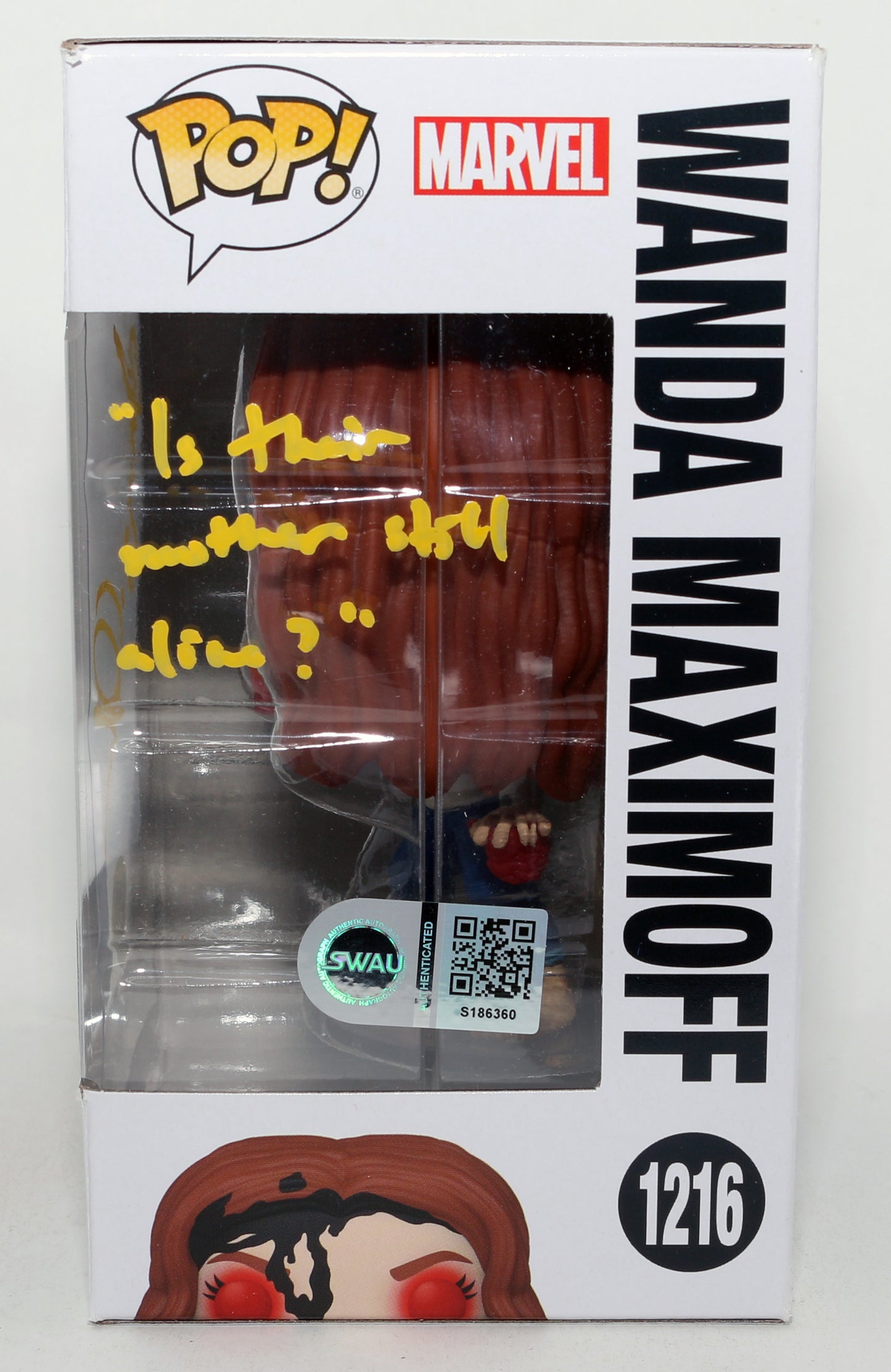 
                  
                    Elizabeth Olsen as Scarlet Witch in Doctor Strange in the Multiverse of Madness GITD Entertainment Earth Exclusive (SWAU) Signed Funko POP! #1216 with Quote
                  
                