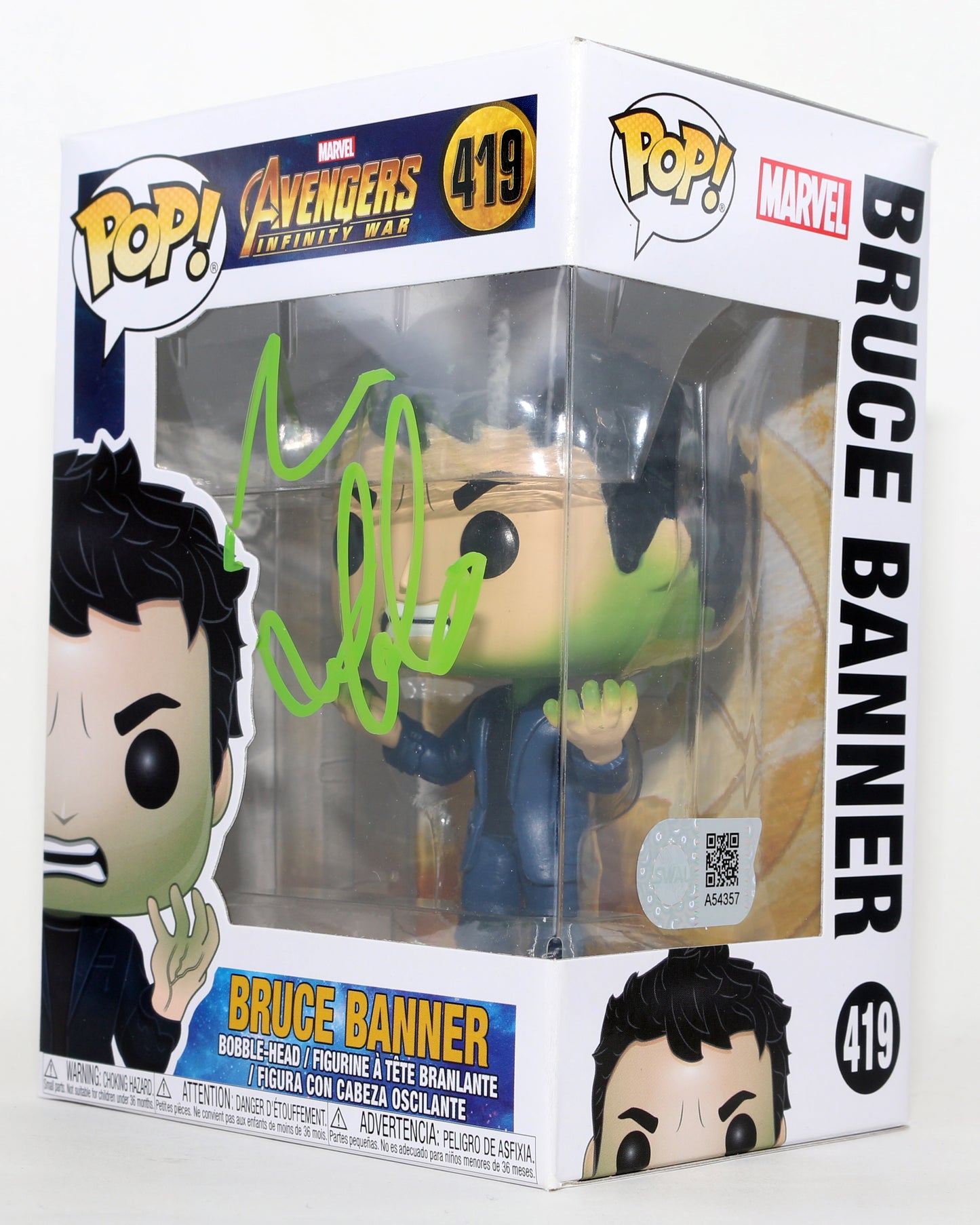 
                  
                    Mark Ruffalo as Bruce Banner in Avengers: Infinity War (SWAU) Signed Funko POP! #419
                  
                