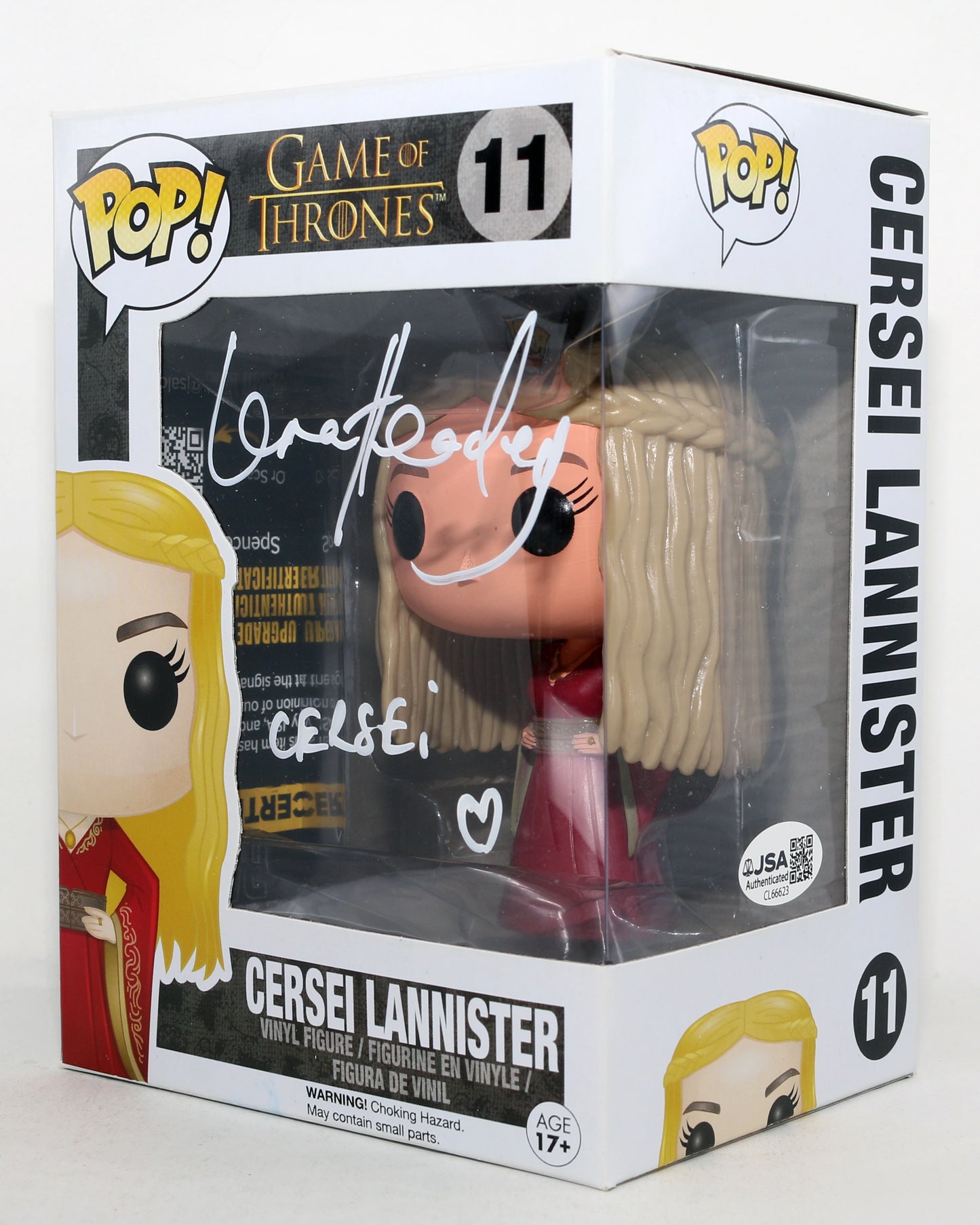 
                  
                    Lena Headey as Cersei Lannister in Game of Thrones (JSA) Signed Funko POP! #11 with Character Name
                  
                