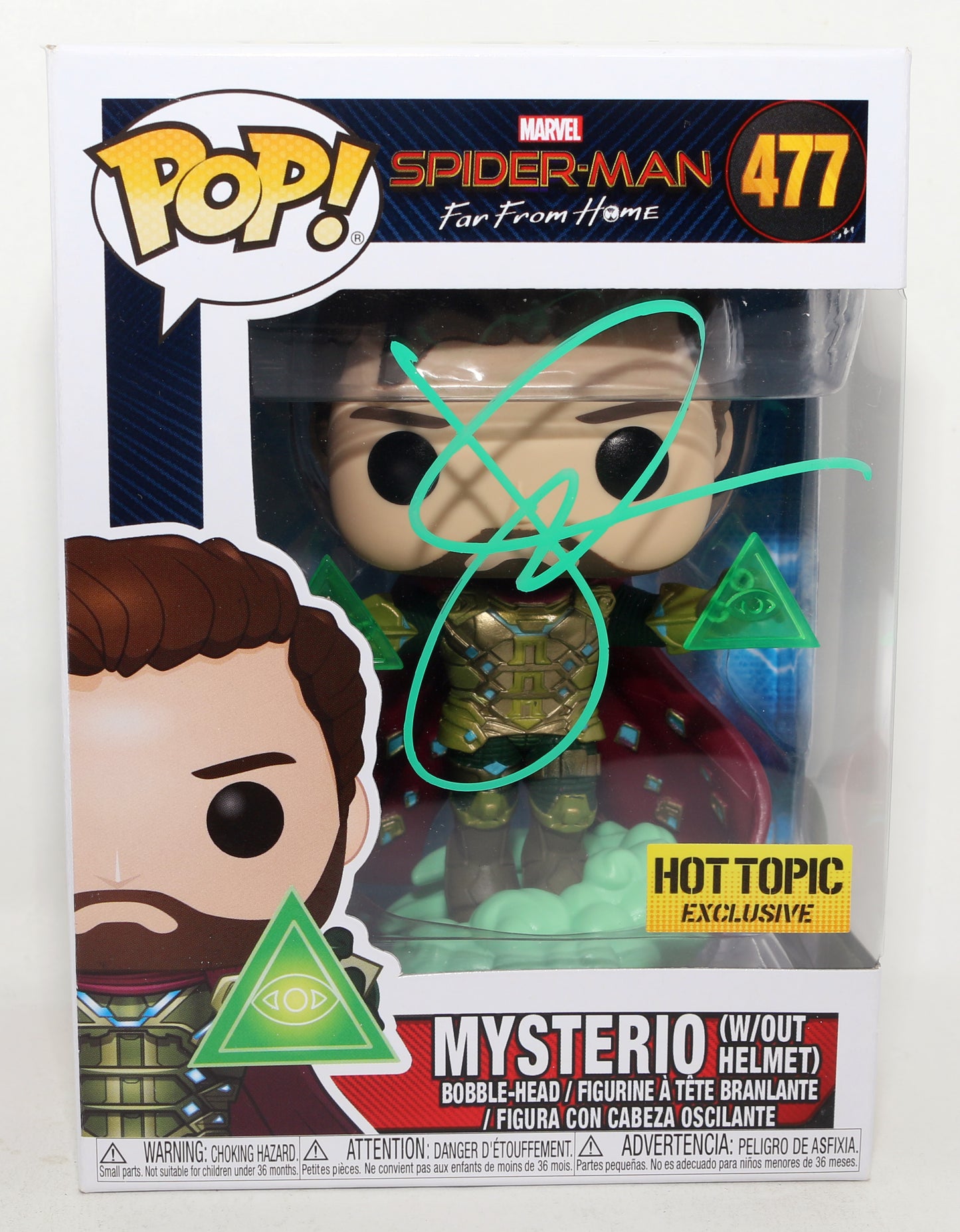 
                  
                    Jake Gyllenhaal as Mysterio in Spider-Man: Far From Home Hot Topic Exclusive (JSA) Signed Funko POP! #477
                  
                