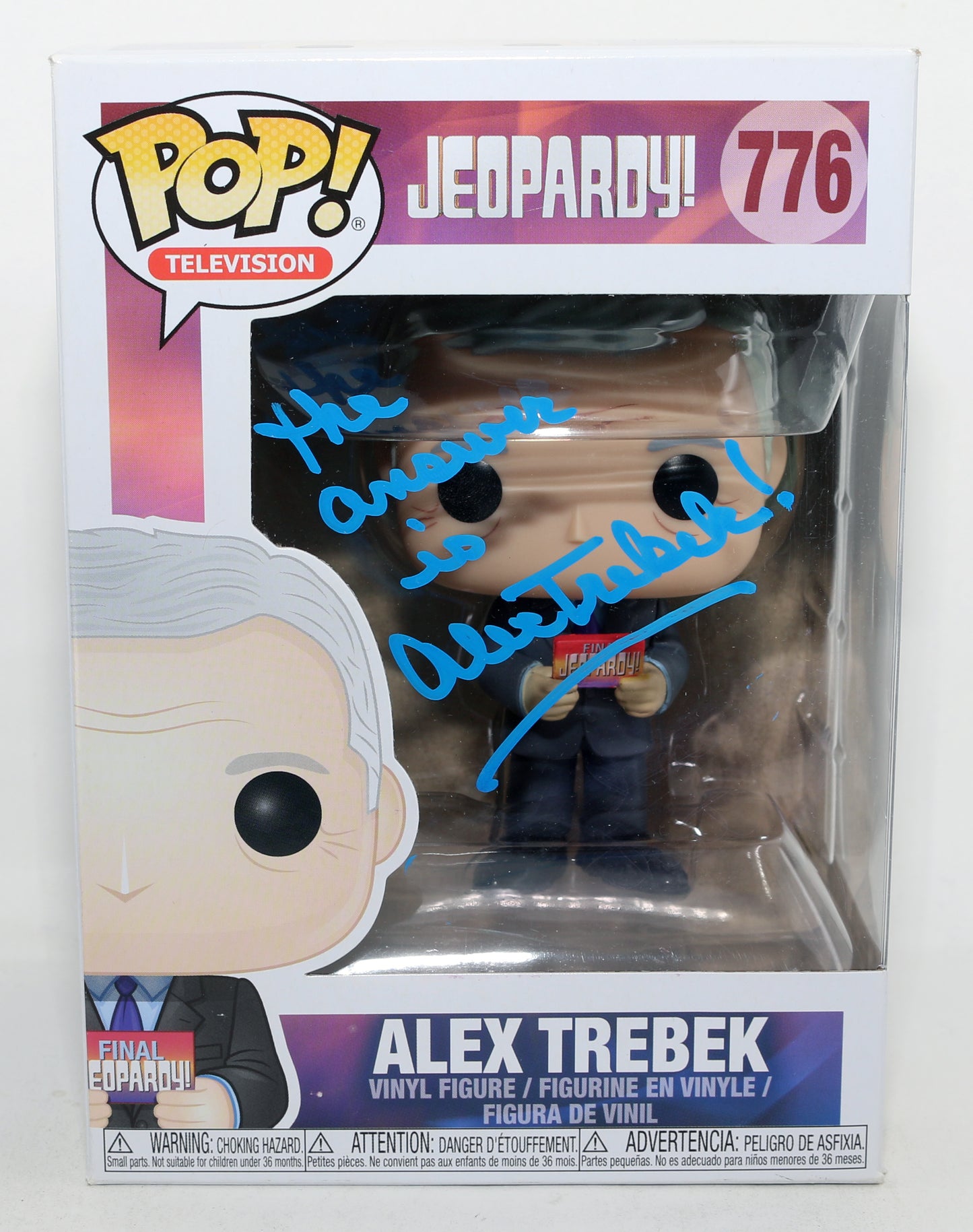 
                  
                    Alex Trebek from Jeopardy! Signed Funko POP! #776 with Quote
                  
                