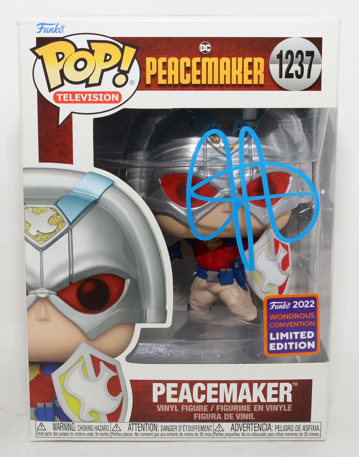
                  
                    John Cena as Peacemaker in Peacemaker 2022 Wondrous Con Limited Edition Signed Funko POP! #1237
                  
                