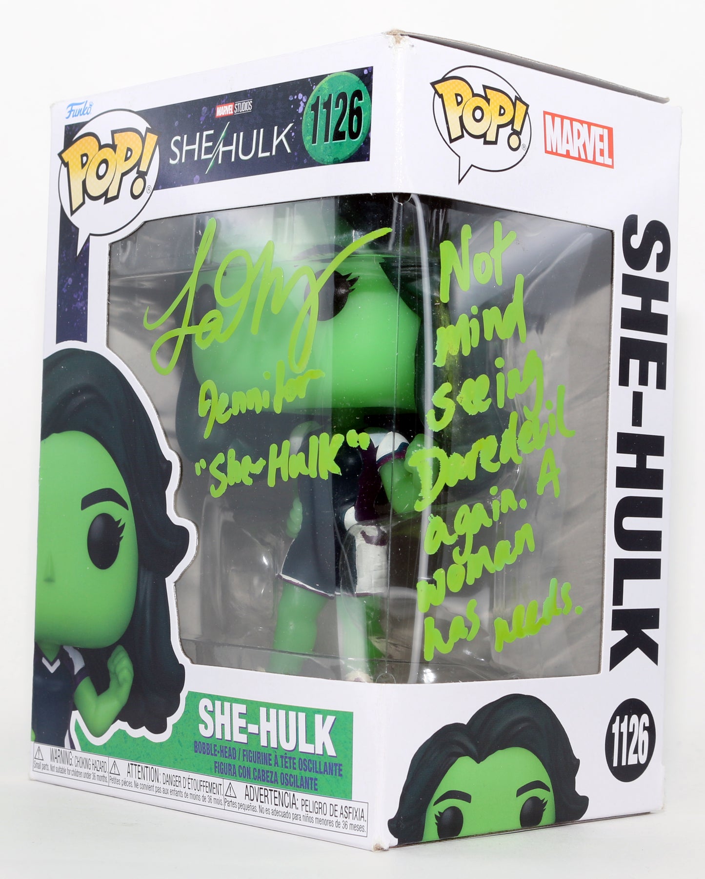
                  
                    Tatiana Maslany as She-Hulk in She-Hulk: Attorney at Law Signed Funko POP! #1126 with Character Name & Quote
                  
                