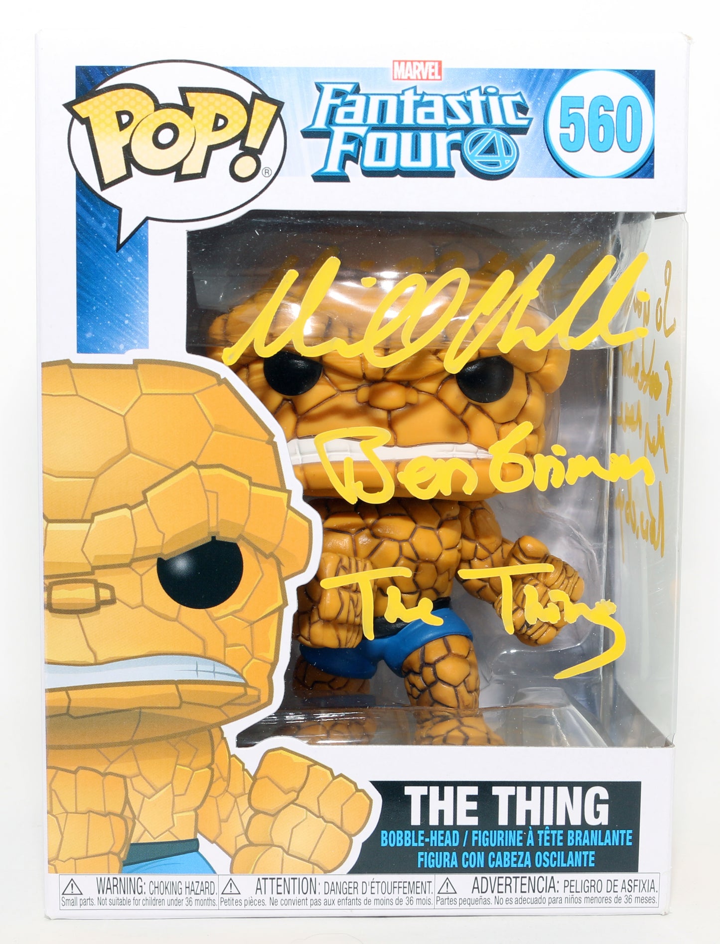 
                  
                    Michael Chiklis as Ben Grimm / The Thing in Fantastic Four Signed Funko POP! #560 with Character Names & Quote
                  
                