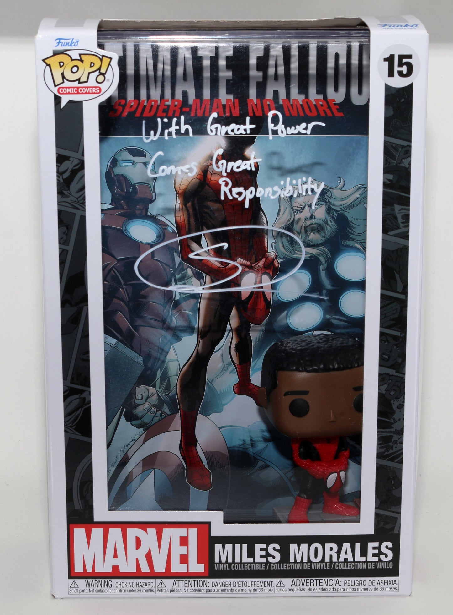 
                  
                    Shameik Moore as Miles Morales / Spider-Man in Spider-Man: Into the Spider-Verse Signed Funko POP! #15 with Quote
                  
                