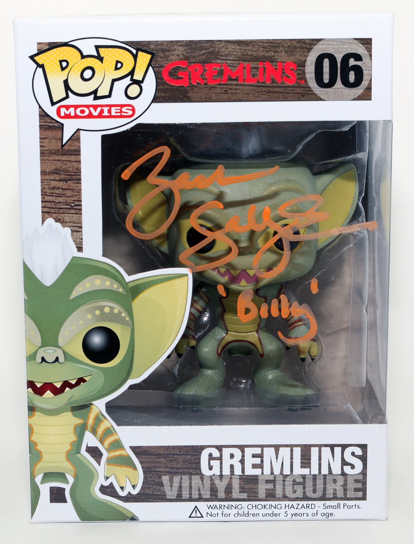 
                  
                    Zach Galligan as Billy in Gremlins Signed Funko POP! #06 with Character Name
                  
                