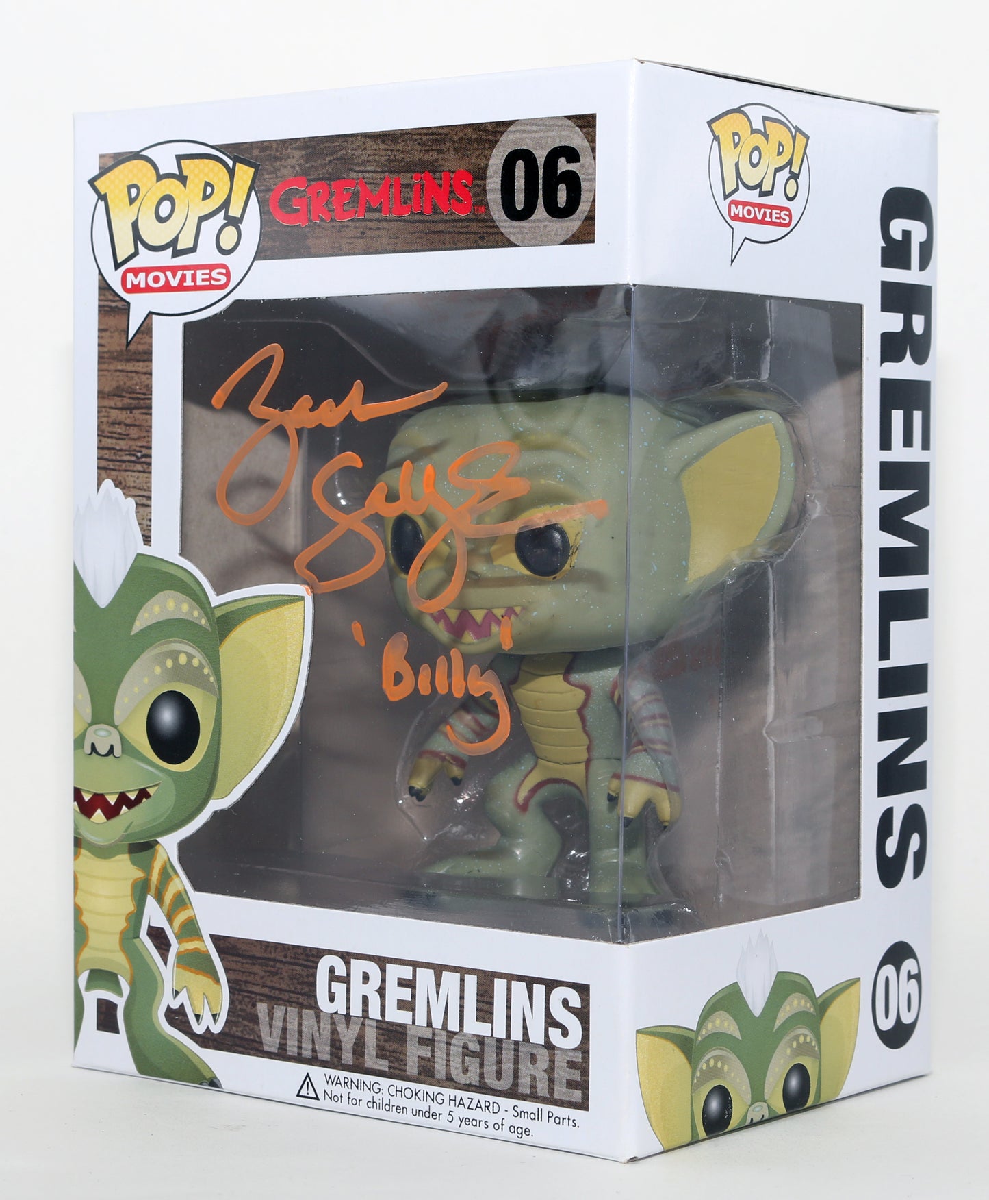 
                  
                    Zach Galligan as Billy in Gremlins Signed Funko POP! #06 with Character Name
                  
                