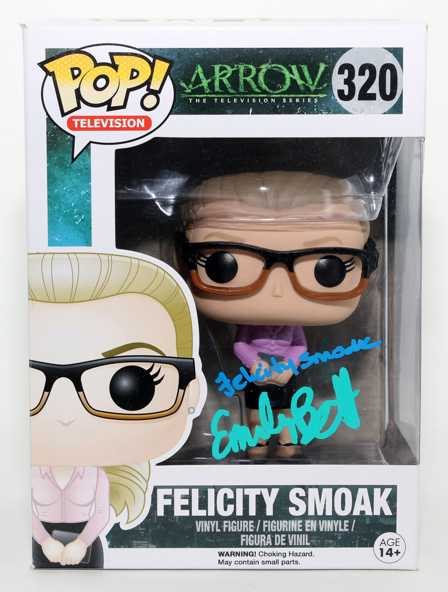 
                  
                    Emily Bett Rickards as Felicity Smoak in Arrowverse Signed Funko POP! #320 with Character Name
                  
                