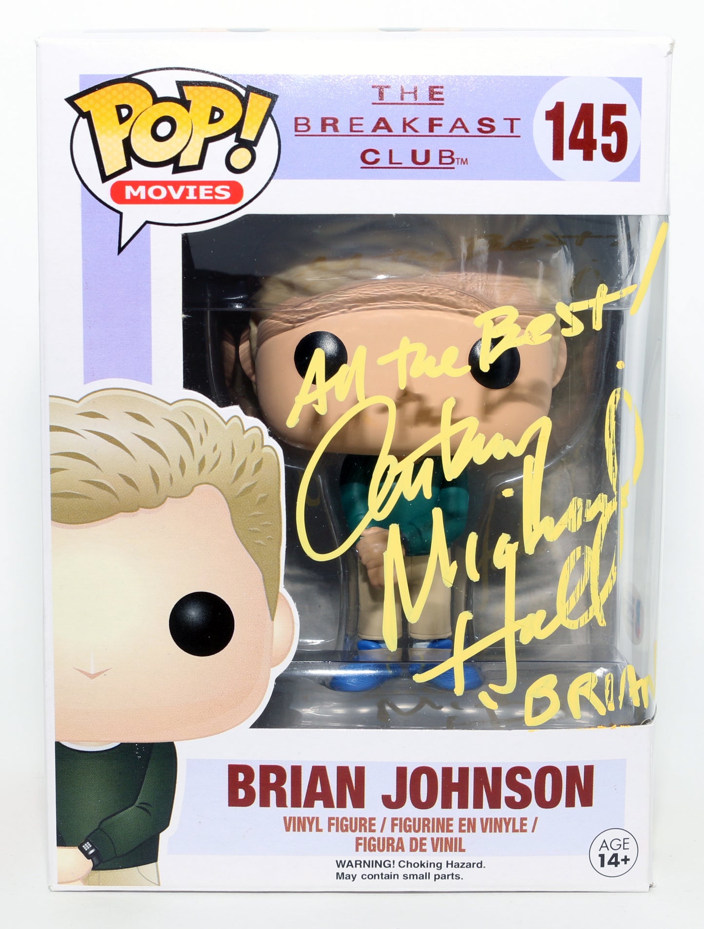 
                  
                    Anthony Michael Hall as Brian Johnson in The Breakfast Club (Beckett) Signed Funko POP! #145 with Character Name
                  
                