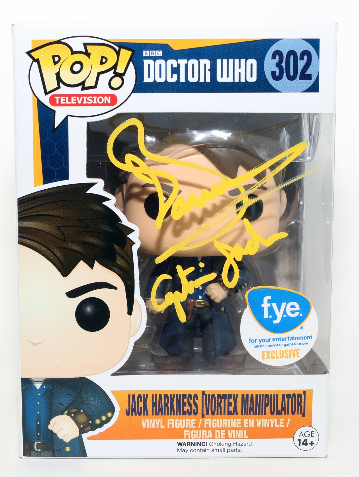 
                  
                    John Barrowman as Jack Harkness in Doctor Who F.Y.E. Exclusive Signed Funko POP! #302 with Character Name
                  
                