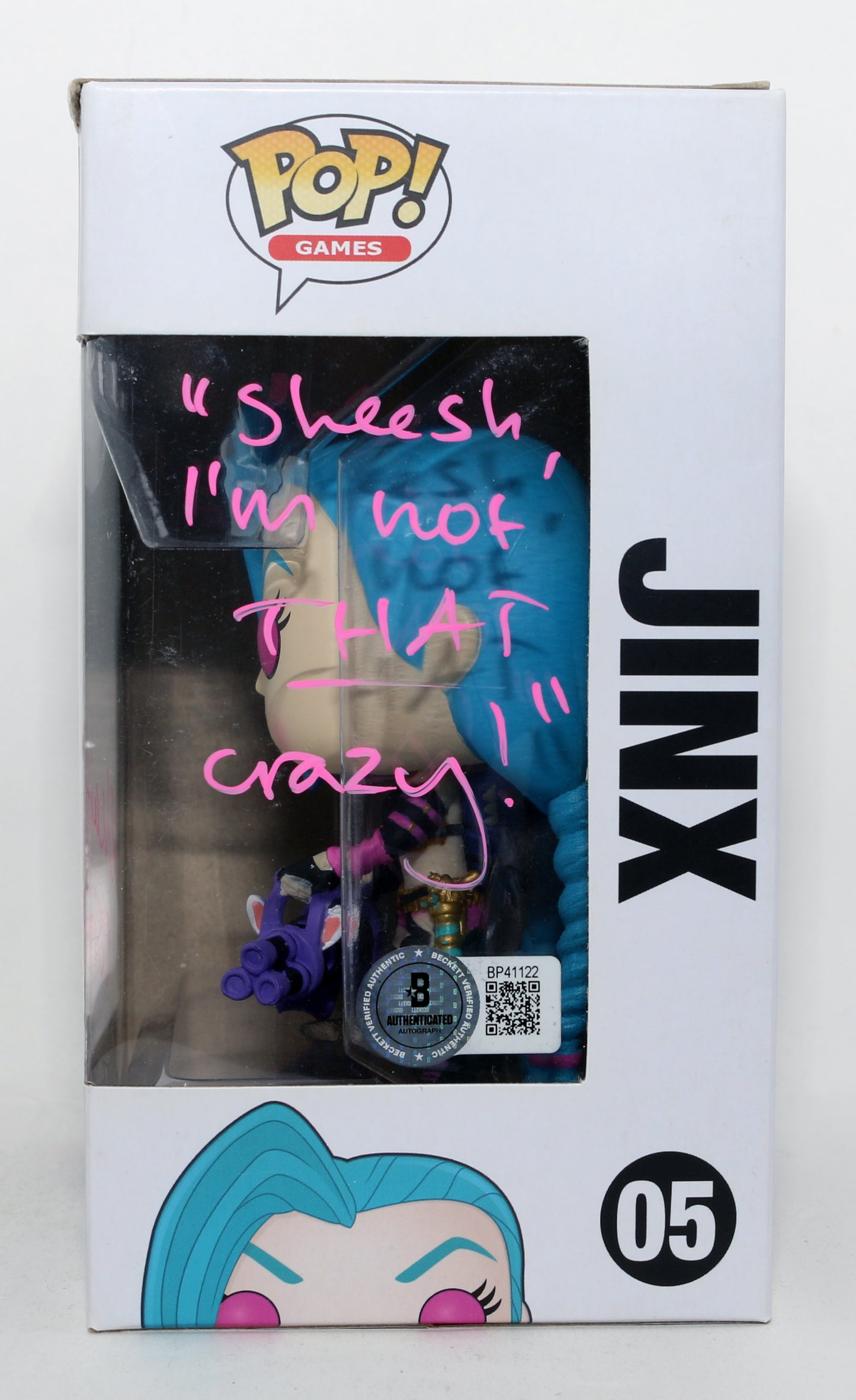 
                  
                    Ella Purnell as Jinx in Arcane: League of Legends (Beckett) Signed Funko POP! #05 with Character Name & Quote
                  
                