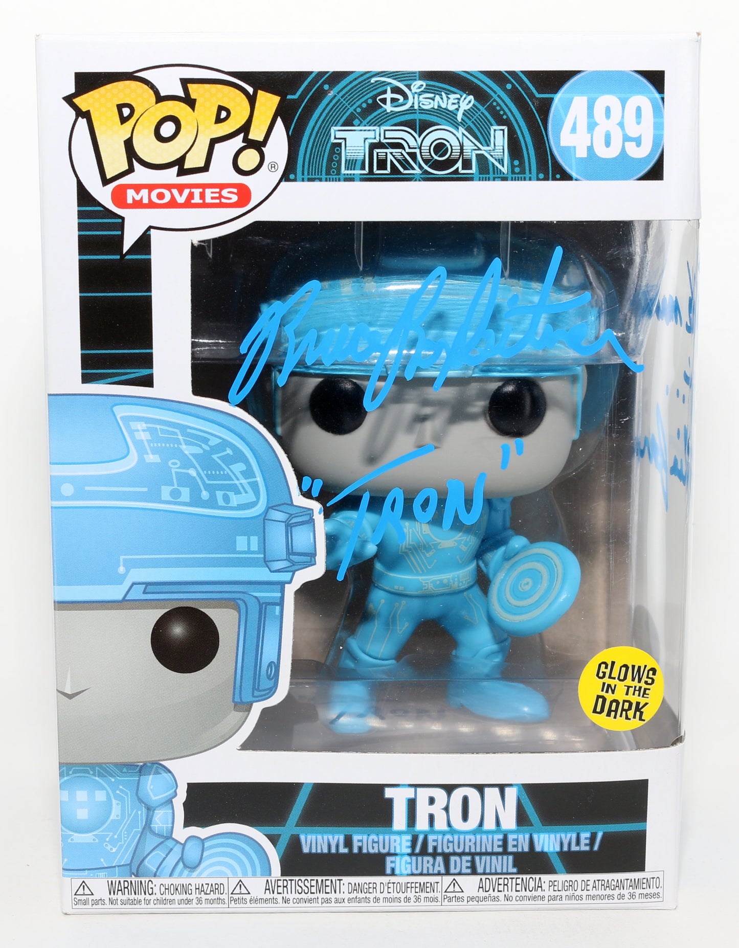 
                  
                    Bruce Boxleitner as Tron in Tron GITD (JSA) Signed Funko POP! #489 with Character Name & Quote
                  
                