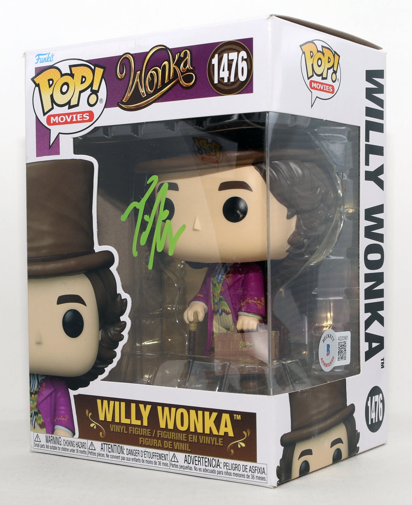
                  
                    Timothee Chalamet as Willy Wonka in Wonka (Beckett) Signed Funko POP! #1476
                  
                