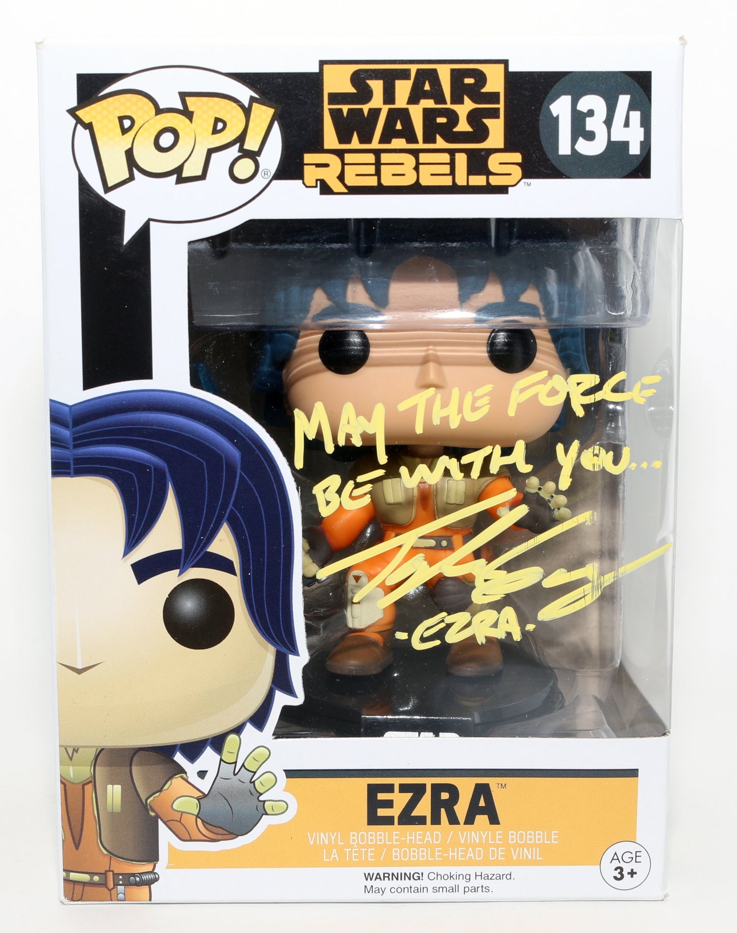 
                  
                    Taylor Gray as Ezra Bridger in Star Wars: Rebels Signed Funko POP! #134 with Character Name & Quote
                  
                
