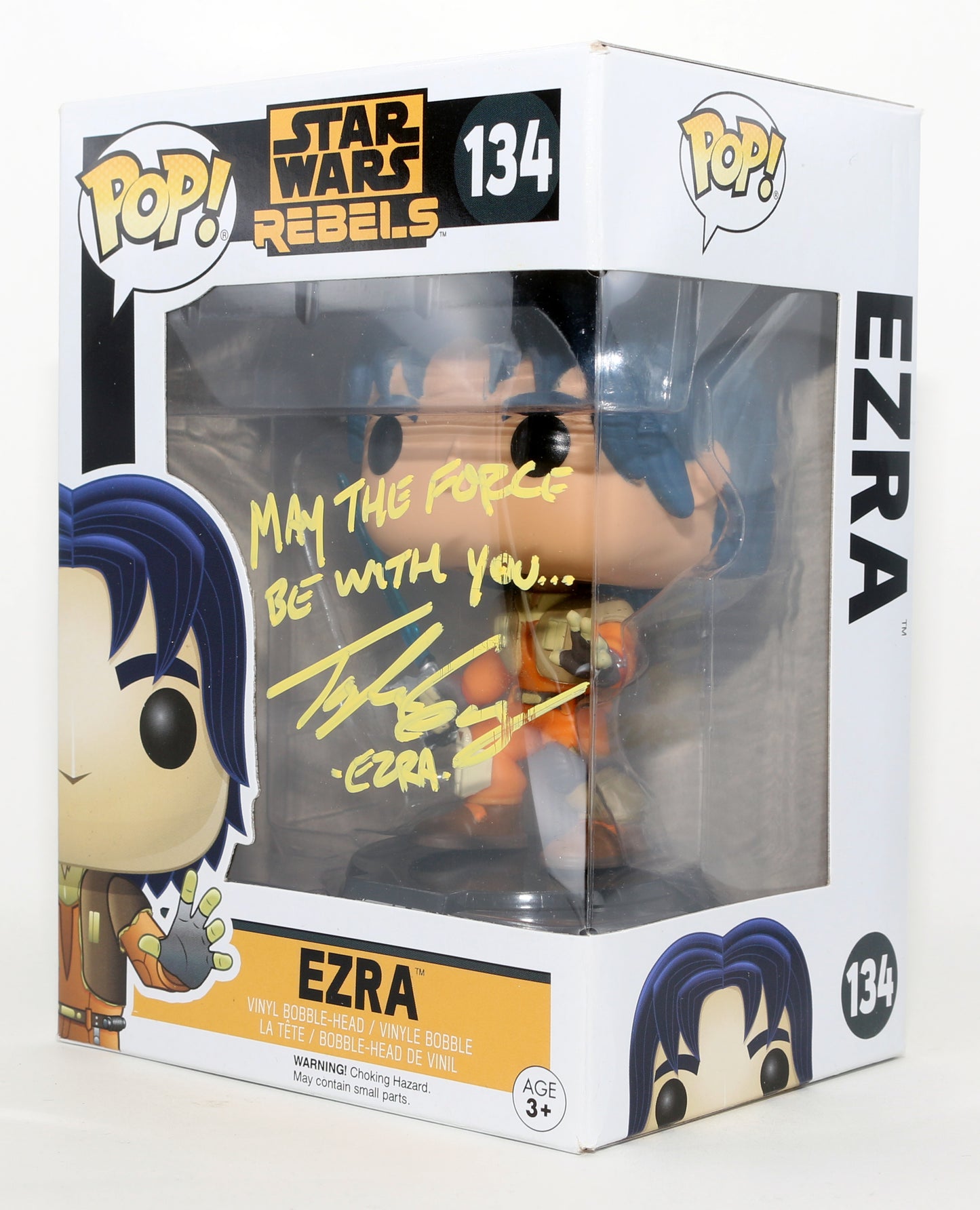 
                  
                    Taylor Gray as Ezra Bridger in Star Wars: Rebels Signed Funko POP! #134 with Character Name & Quote
                  
                