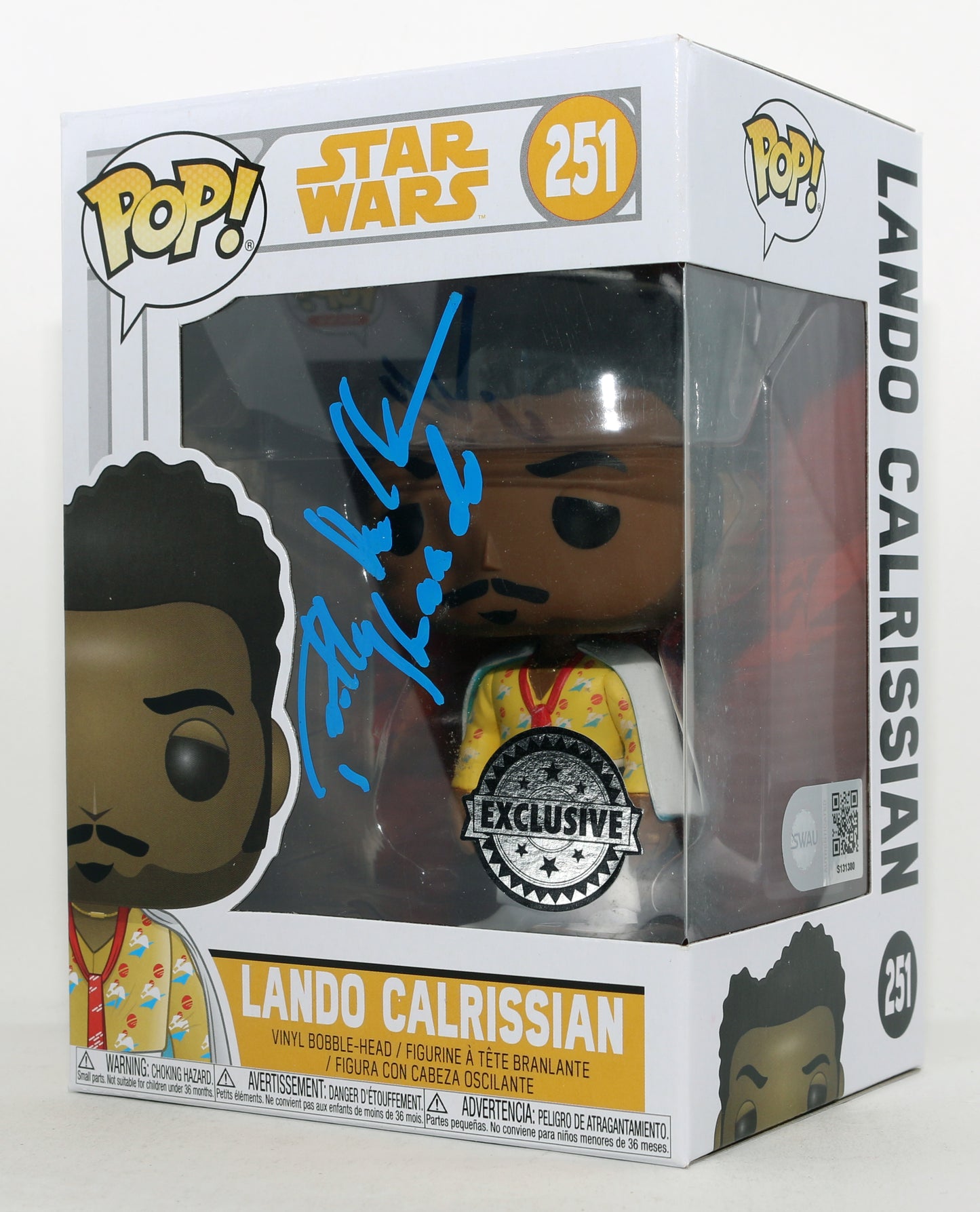 
                  
                    Billy Dee WIlliams as Lando Calrissian in Star Wars Exclusive (SWAU) Signed Funko POP! #251 with Character Name
                  
                