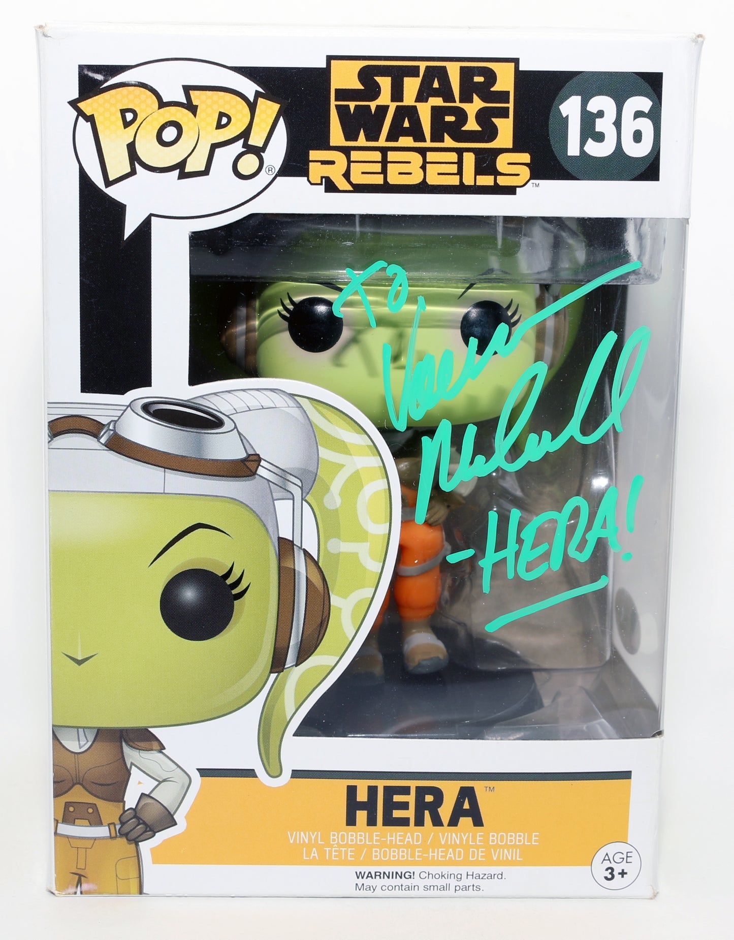 
                  
                    Vanessa Marshall as Hera Syndulla in Star Wars: Rebels (Beckett) Signed Funko POP! #136 with Character Name
                  
                