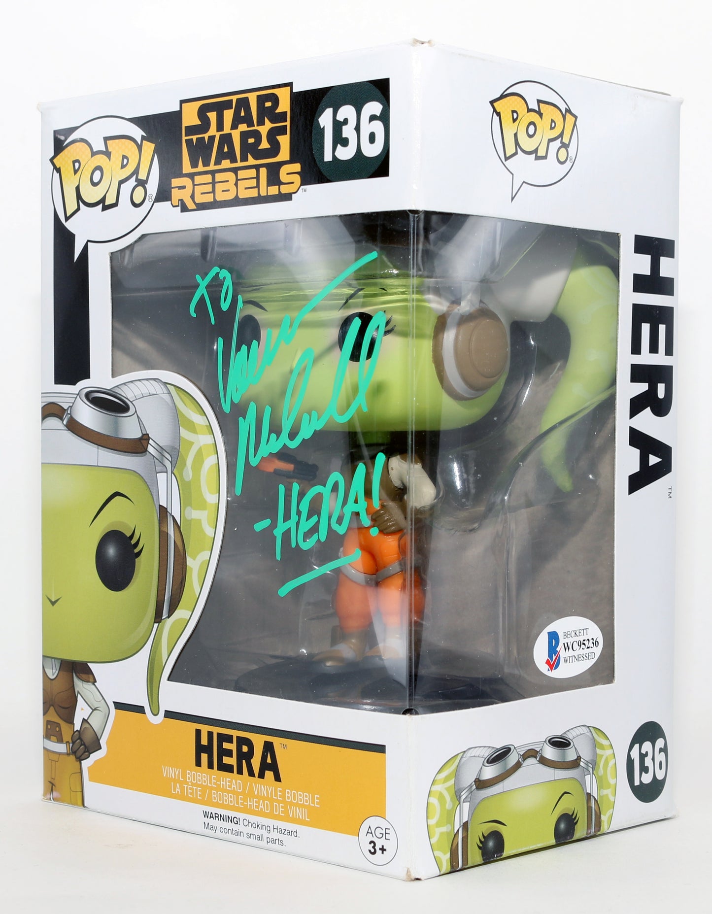 
                  
                    Vanessa Marshall as Hera Syndulla in Star Wars: Rebels (Beckett) Signed Funko POP! #136 with Character Name
                  
                