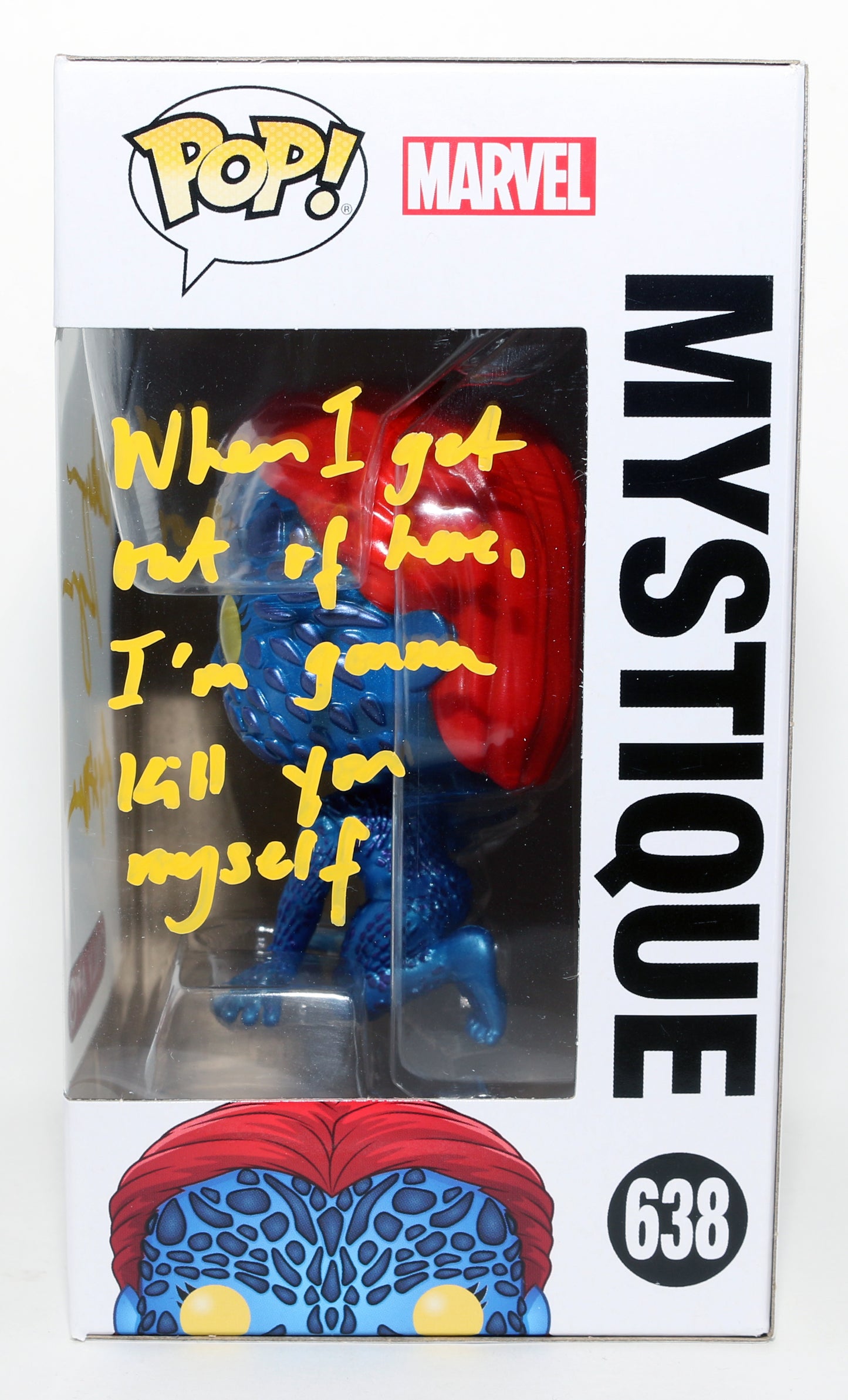 
                  
                    Rebecca Romijn as Mystique in X-Men Target Exclusive Signed Funko POP! #638 with Character Name & Quote
                  
                