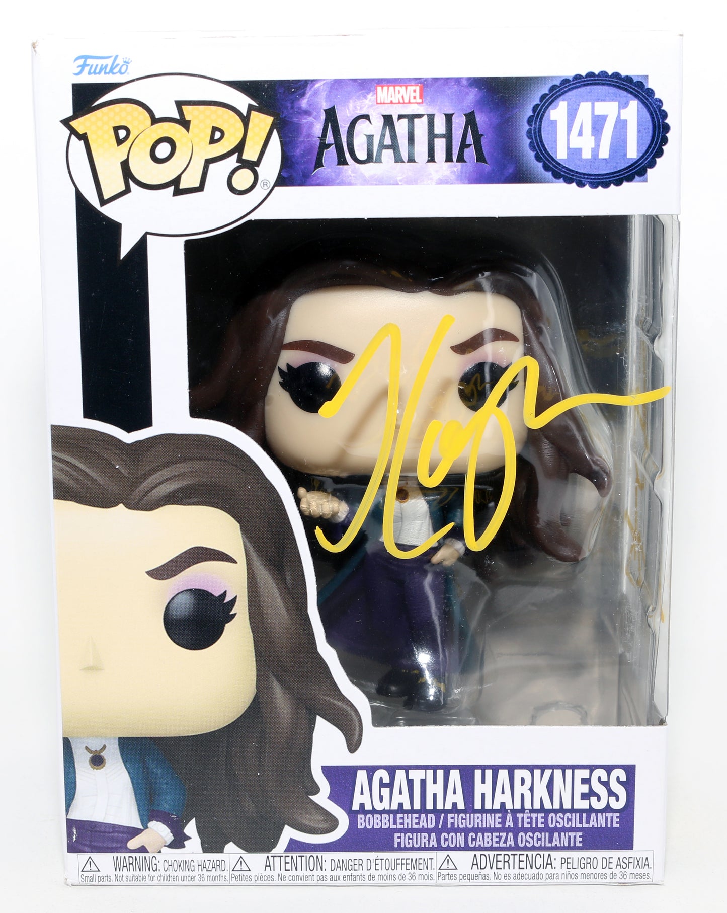 
                  
                    Kathryn Hahn as Agatha Harkness in Agatha All Along (JSA) Signed Funko POP! #1471 with Remark
                  
                