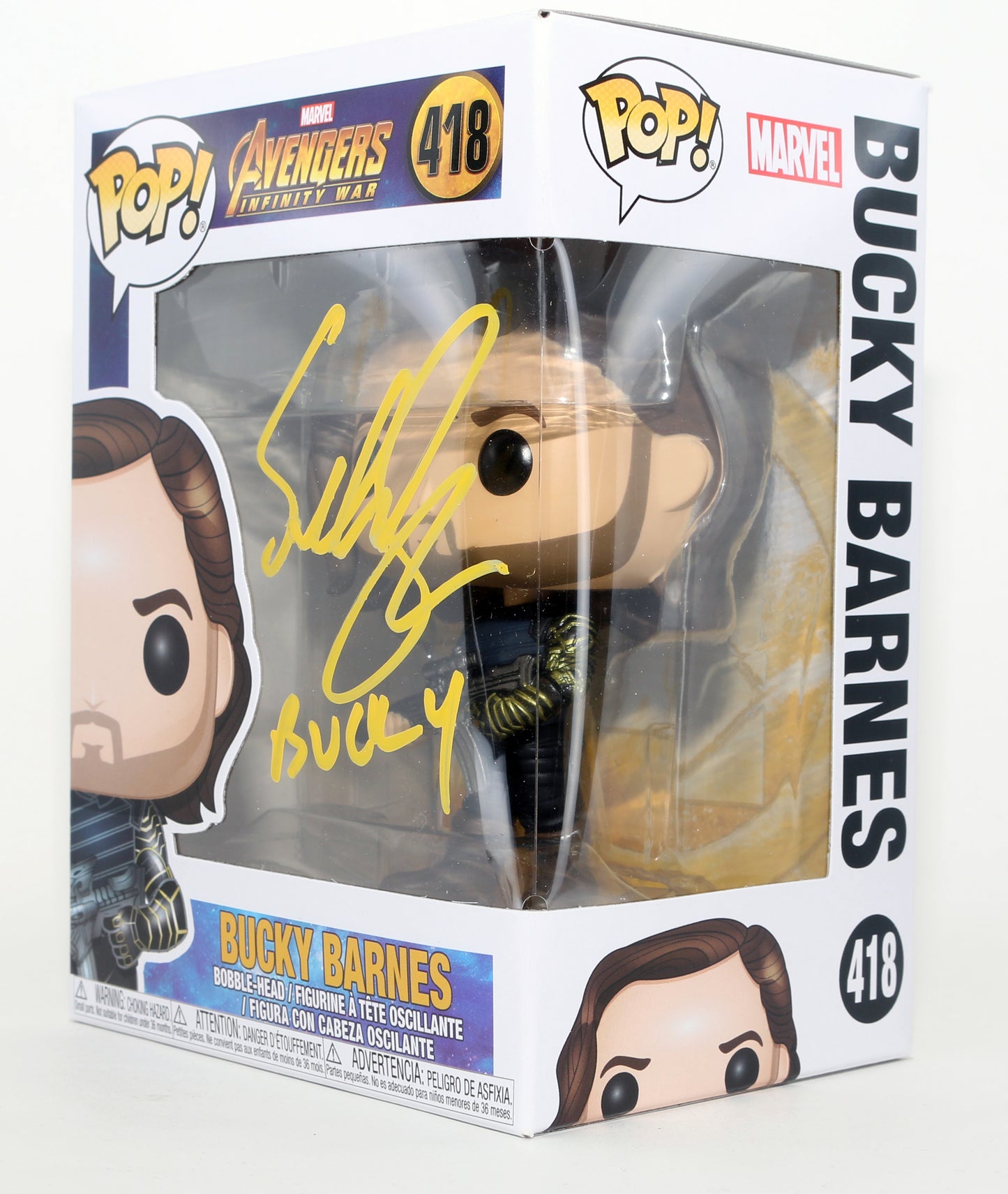 
                  
                    Sebastian Stan as Bucky Barnes in Avengers: Infinity War Signed Funko POP! #418 with Character Name
                  
                
