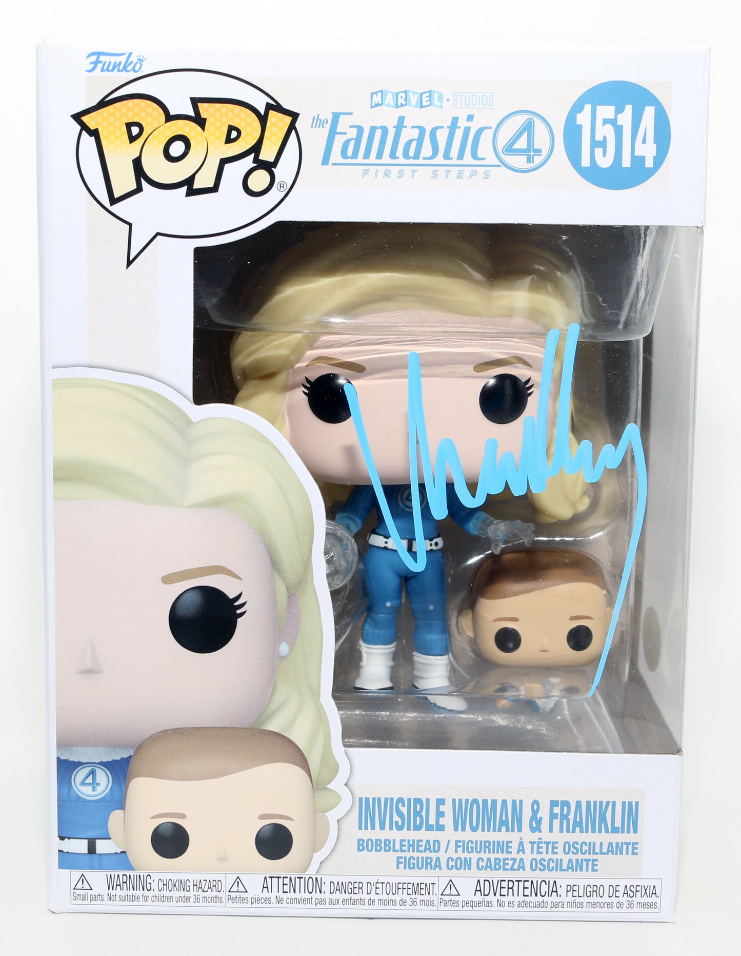 
                  
                    Vanessa Kirby as Sue Storm / Invisible Woman & Franklin in The Fantastic Four: First Steps (JSA) Signed Funko POP! #1514
                  
                